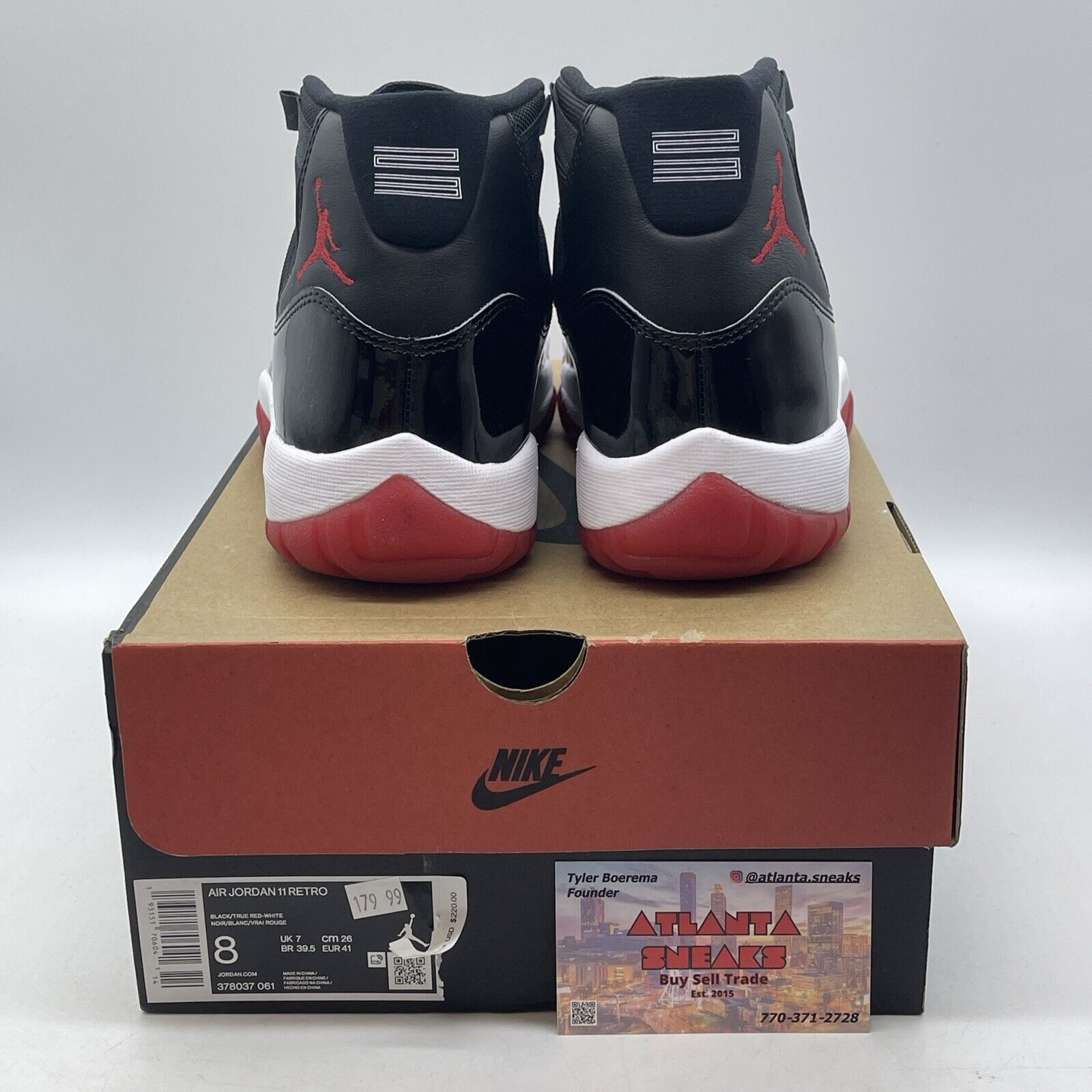 Size 8 - Jordan 11 Retro High Bred Red White Black Leather (378037-061)