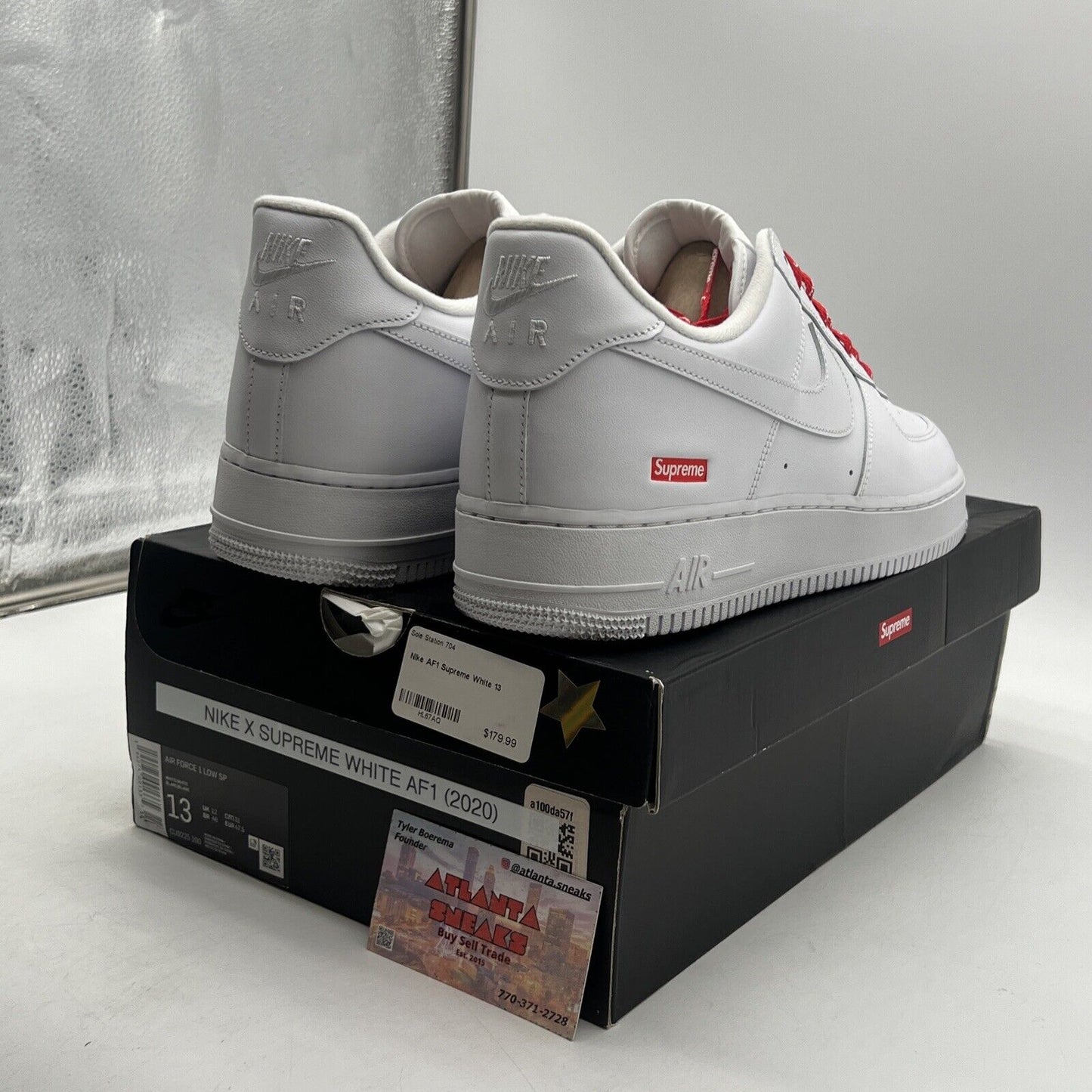 Size 13 - Nike Air Force 1 x Supreme Low Box Logo - White (CU9225-100)