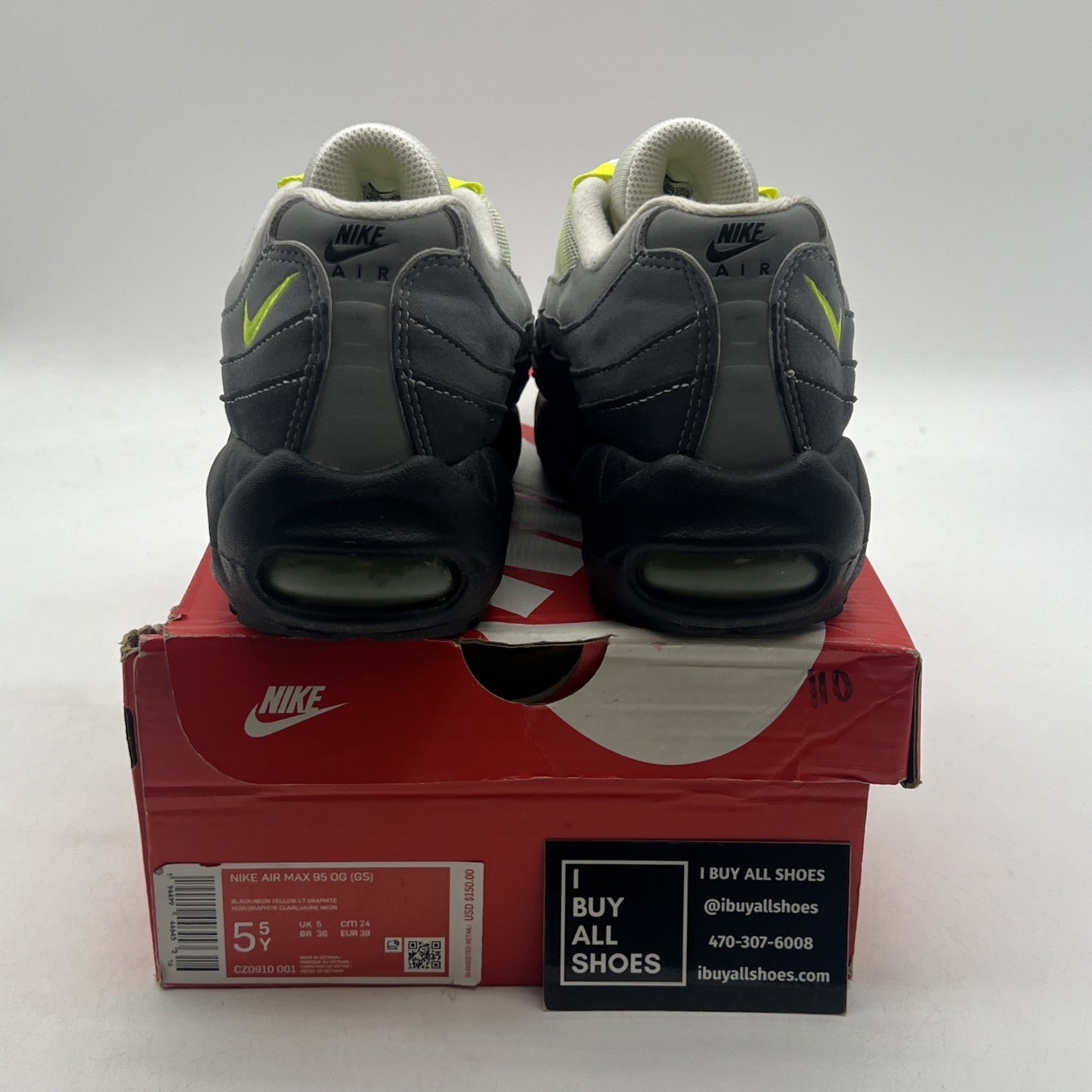 Size 5.5Y - Nike Air Max 95 OG 2020 Neon (CZ0910-001)