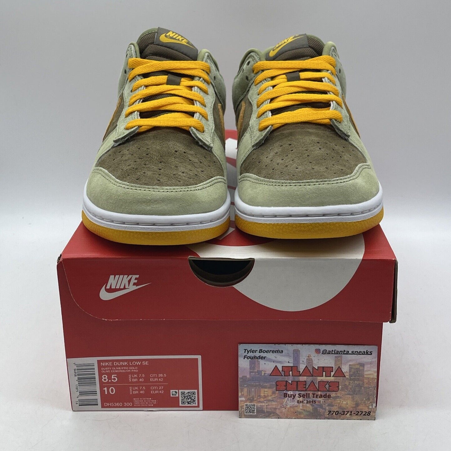 Size 8.5 - Nike Dunk Low Dusty Olive Brown Yellow Suede (DH5360-300)