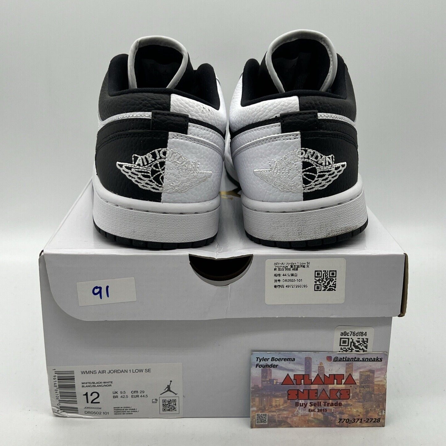 Size 12 - Air Jordan 1 SE Low Homage W Black White Leather