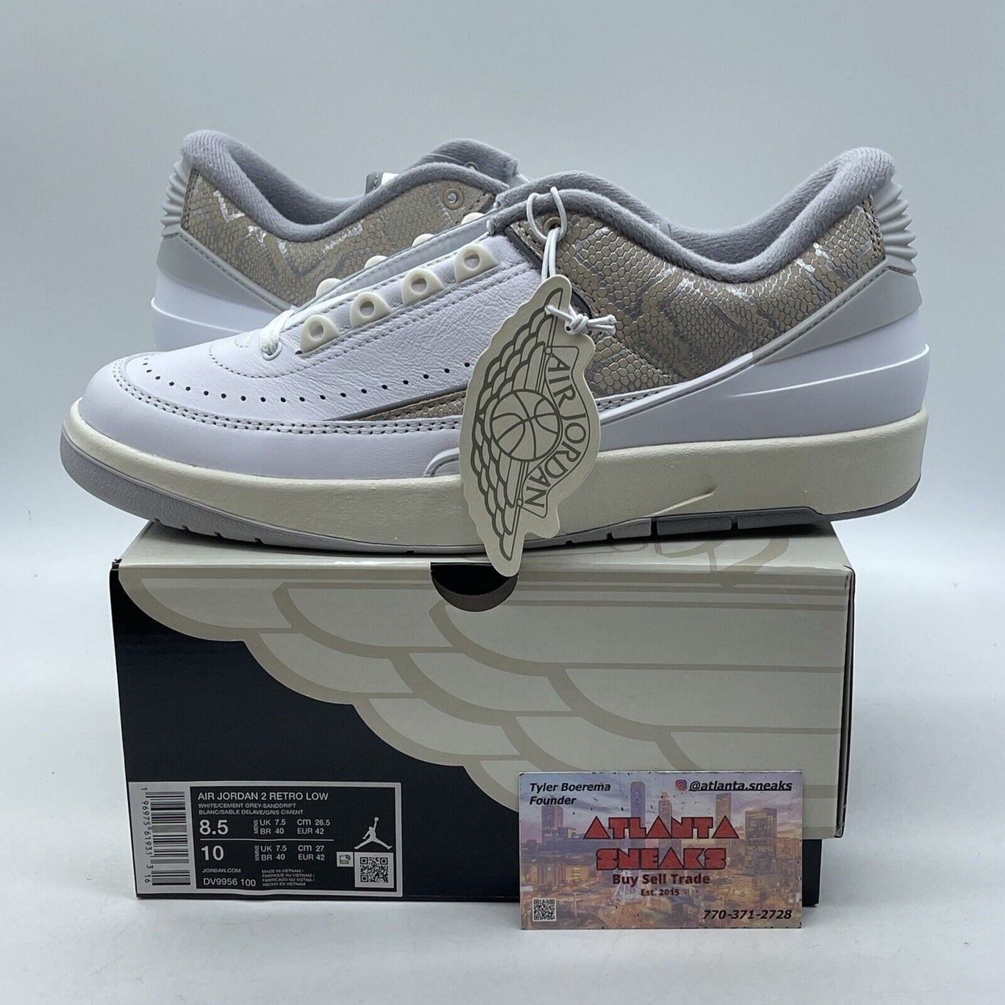 Size 8.5 - Air Jordan 2 Retro Low Python Brown Suede White Leather (DV9956-100)