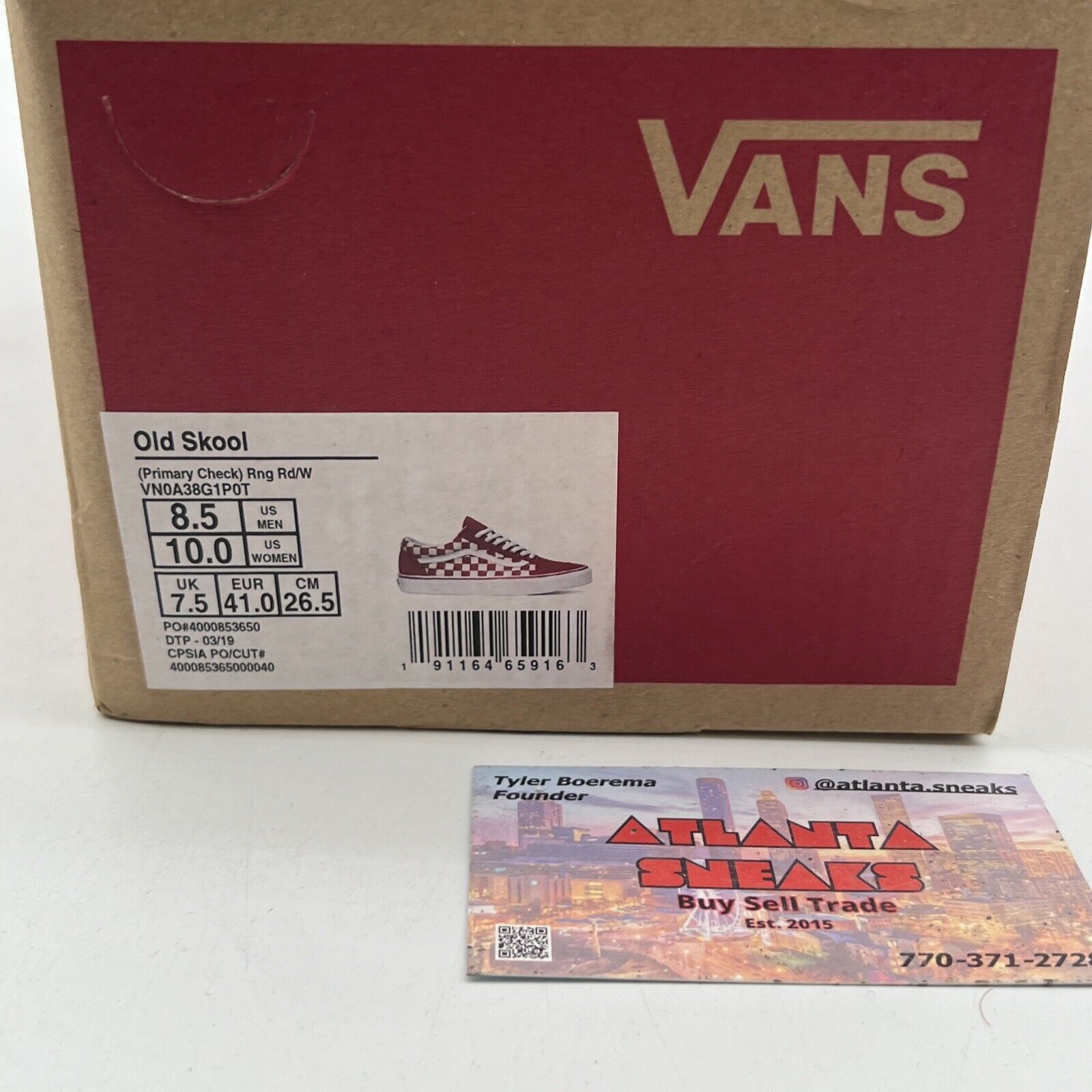 Size 8.5 - Vans Old Skool Shoes Red N White Checkered (VN0A38G1P0T)