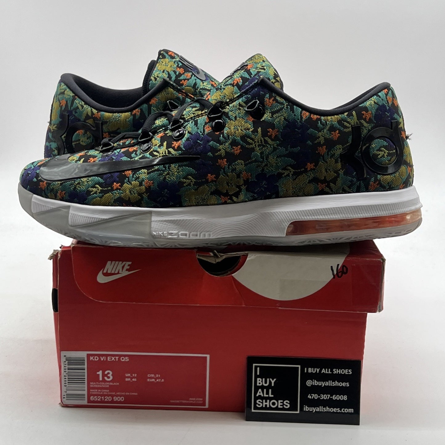 Size 13 - Nike Mens 7 KD 6 EXT QS Sneakers Floral Print (652120-900)