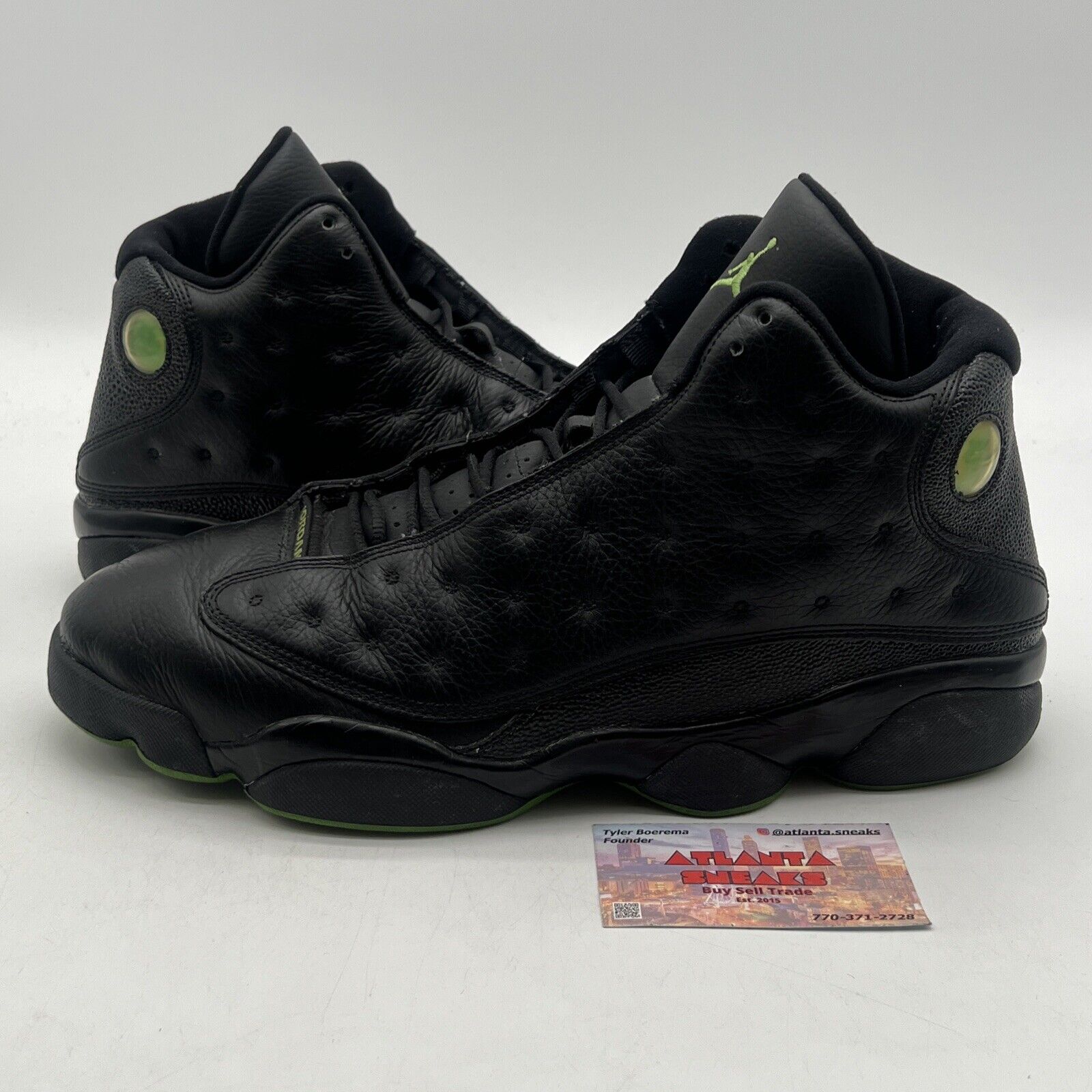 Size 13 - Air Jordan 13 Retro 2005 Altitude Black Green Leather (310004-031)