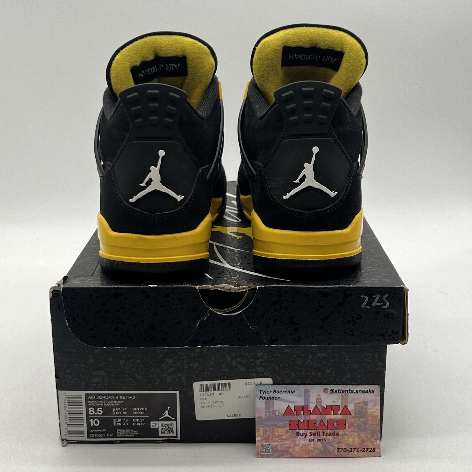 Size 8.5 - Jordan 4 Retro Mid Thunder Black Yellow Suede (DH6927-017)