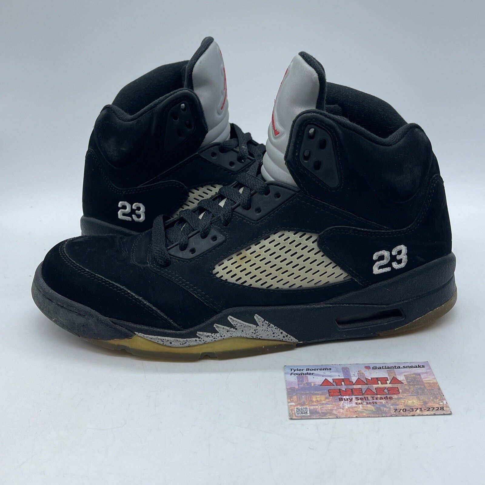 Size 9.5 - Air Jordan 5 Retro 2011 Metallic Black Silver Suede (136027-010)