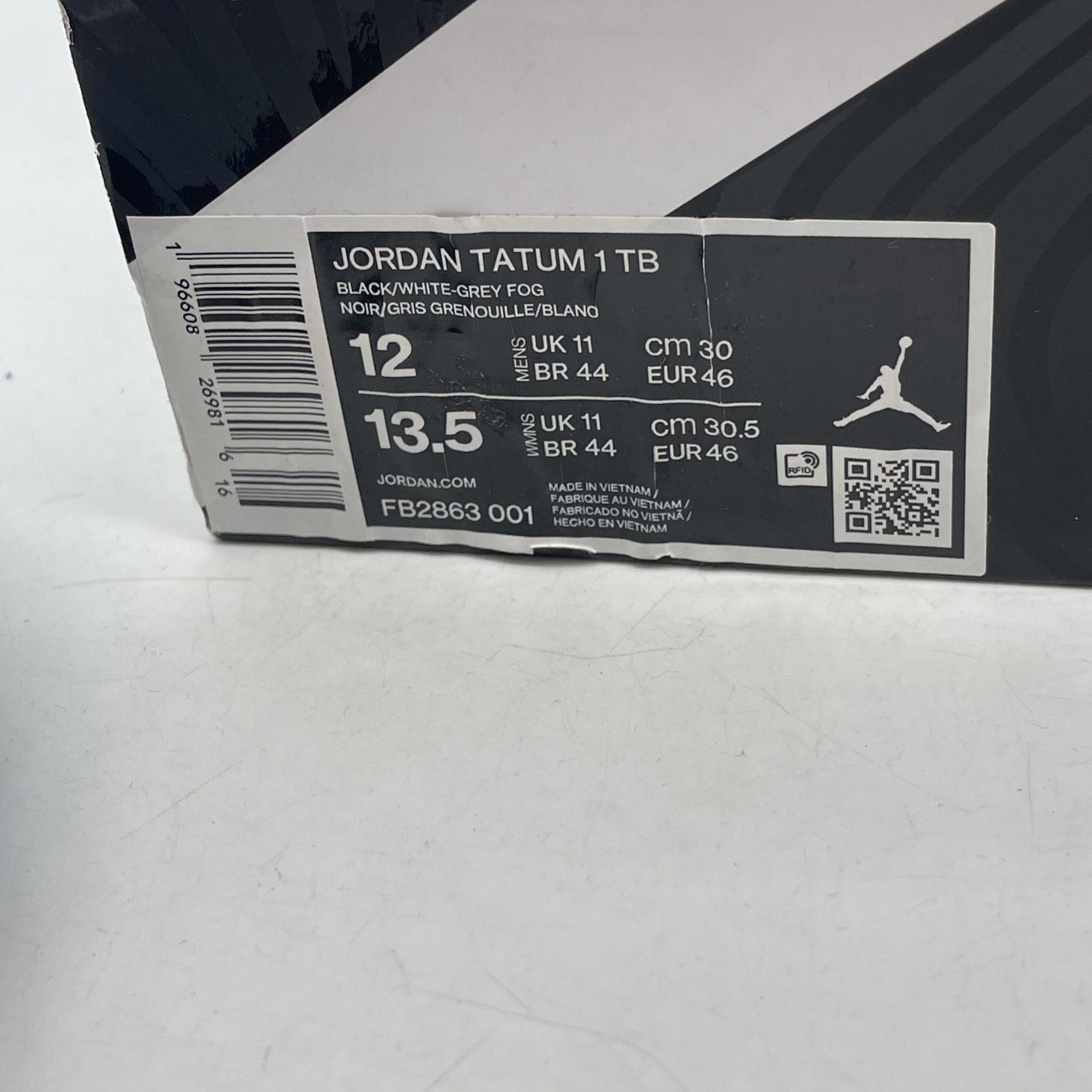 Size 12 - Air Jordan Tatum 1 TB Black White (FB2863-001)