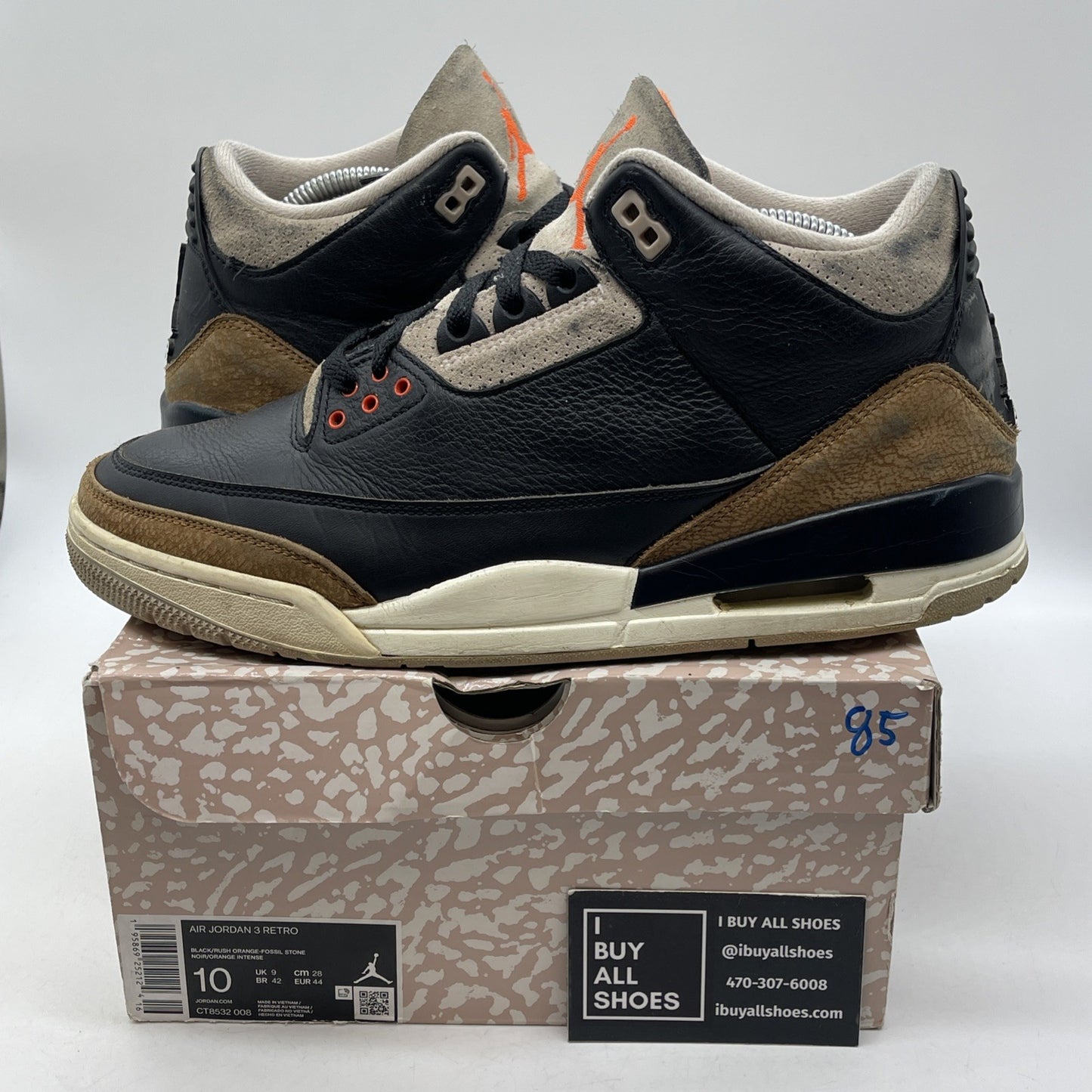 Size 10 - Jordan 3 Retro Mid Desert Elephant Black Brown Suede (CT8532-008)