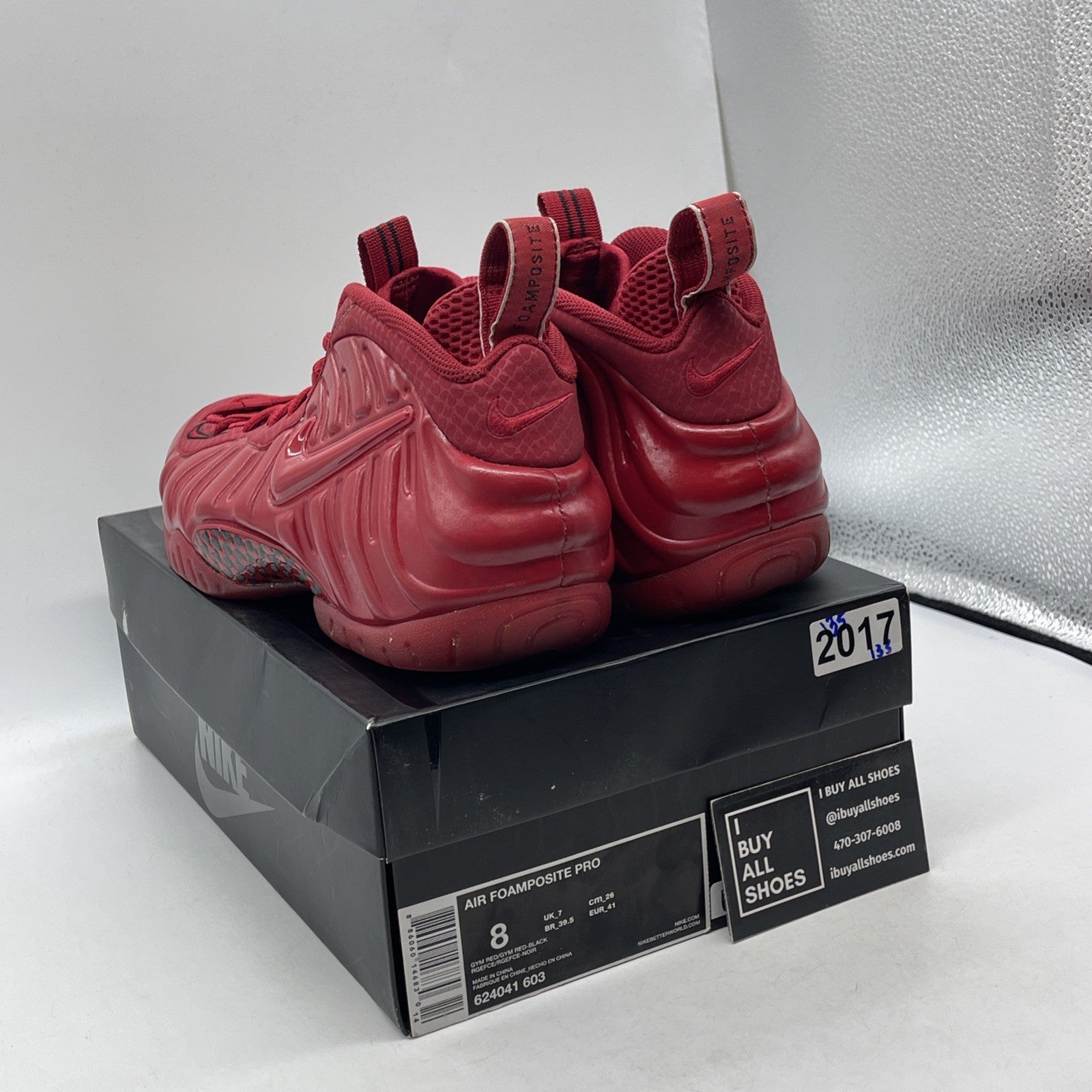 Size 8 - Nike Air Foamposite Pro Gym Red Suede Leather (624041-603)