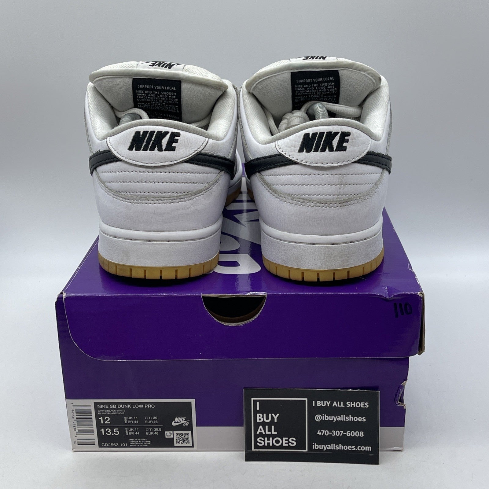 Size 12 - Nike SB Dunk Low White Gum Leather (CD2563-101)