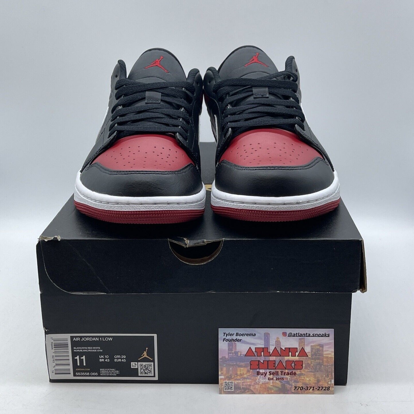 Size 11 - Air Jordan 1 Low Alternate Bred Toe Black White Red (553558-066)
