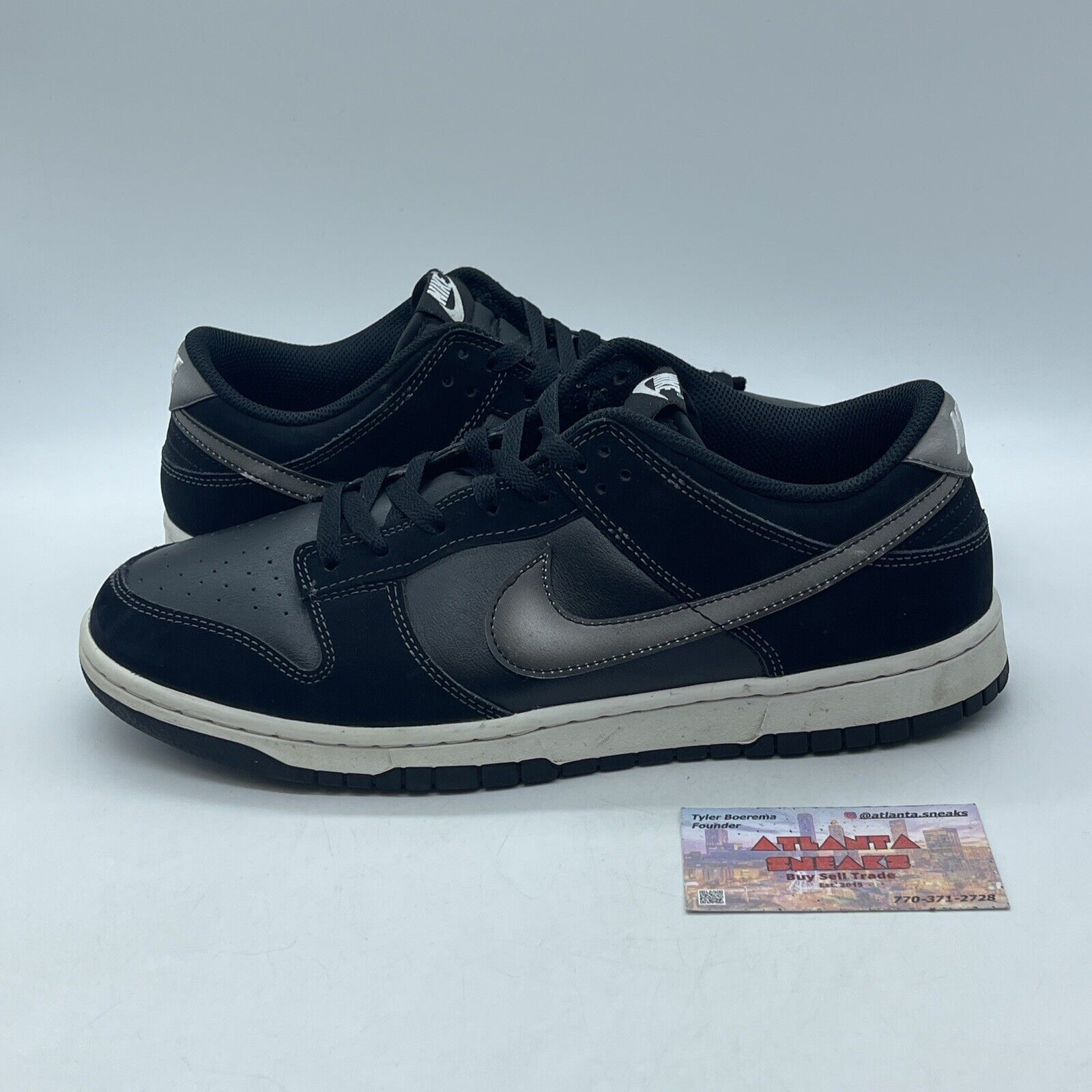 Size 11.5 - Nike Dunk Low Airbrush - Black Grey Suede Leather (FD6923-001)