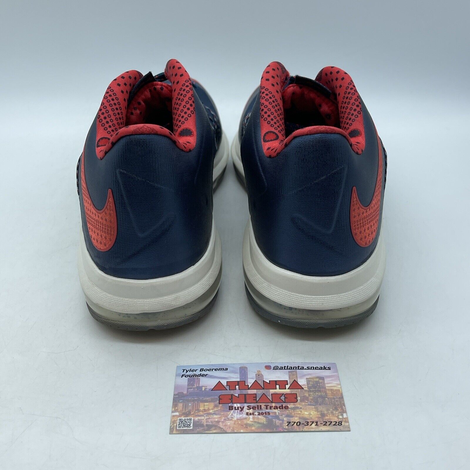 Size 11 - Nike Air Max LeBron 10 Low USA Blue Red Leather Suede (579765-400)