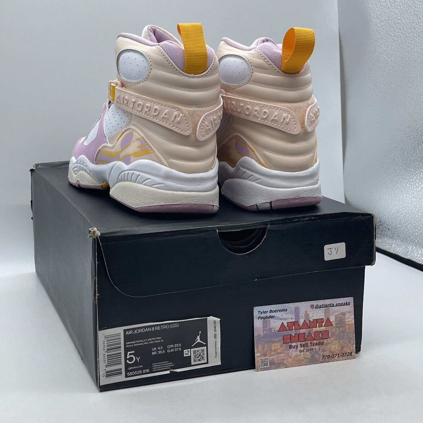 Size 5Y (GS) - Jordan 8 Retro High Light Arctic Pink Pink Yellow (580528-816)