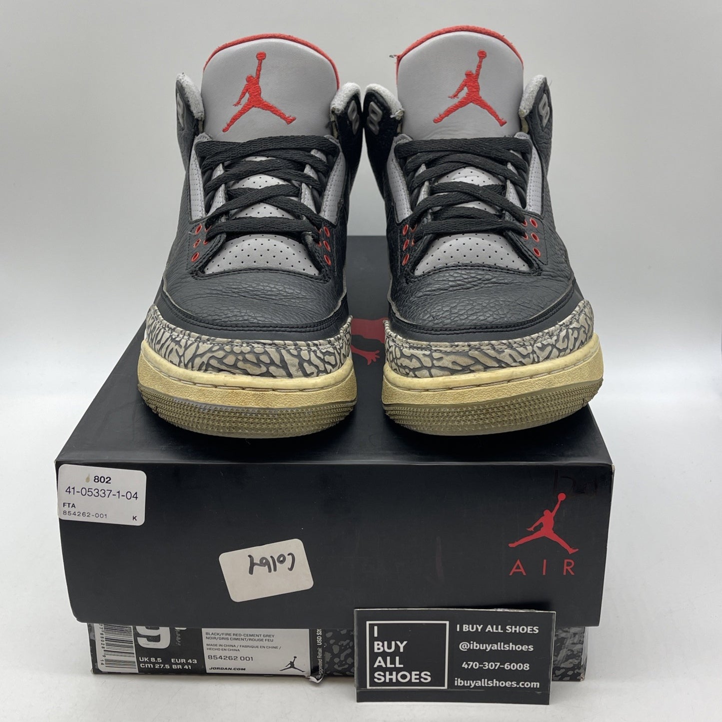 Size 9.5 - Air Jordan 3 Retro OG Mid Black Cement (854262-001)