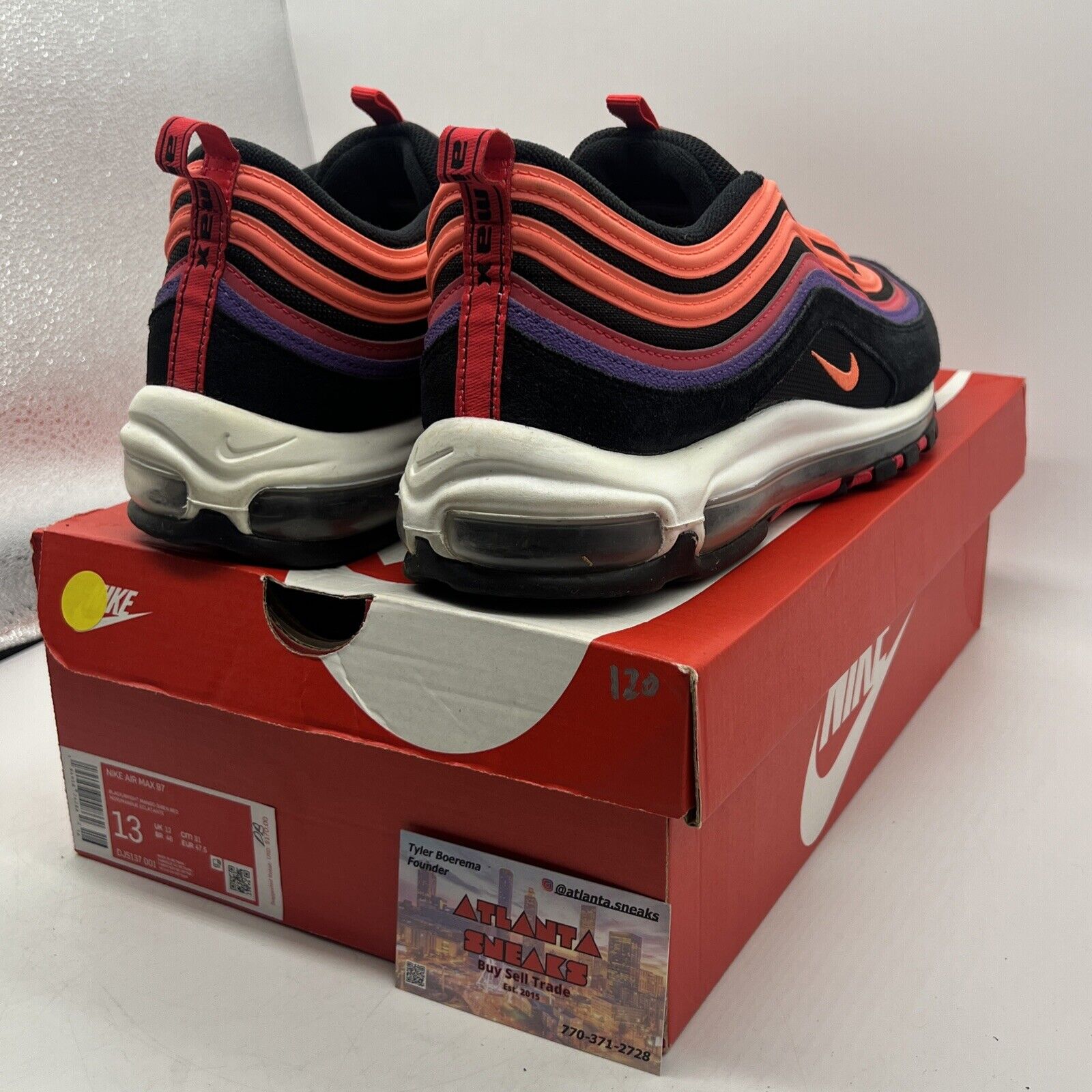 Size 13 - Nike Air Max 97 Sunset Purple Black White Suede (DJ5137-001)