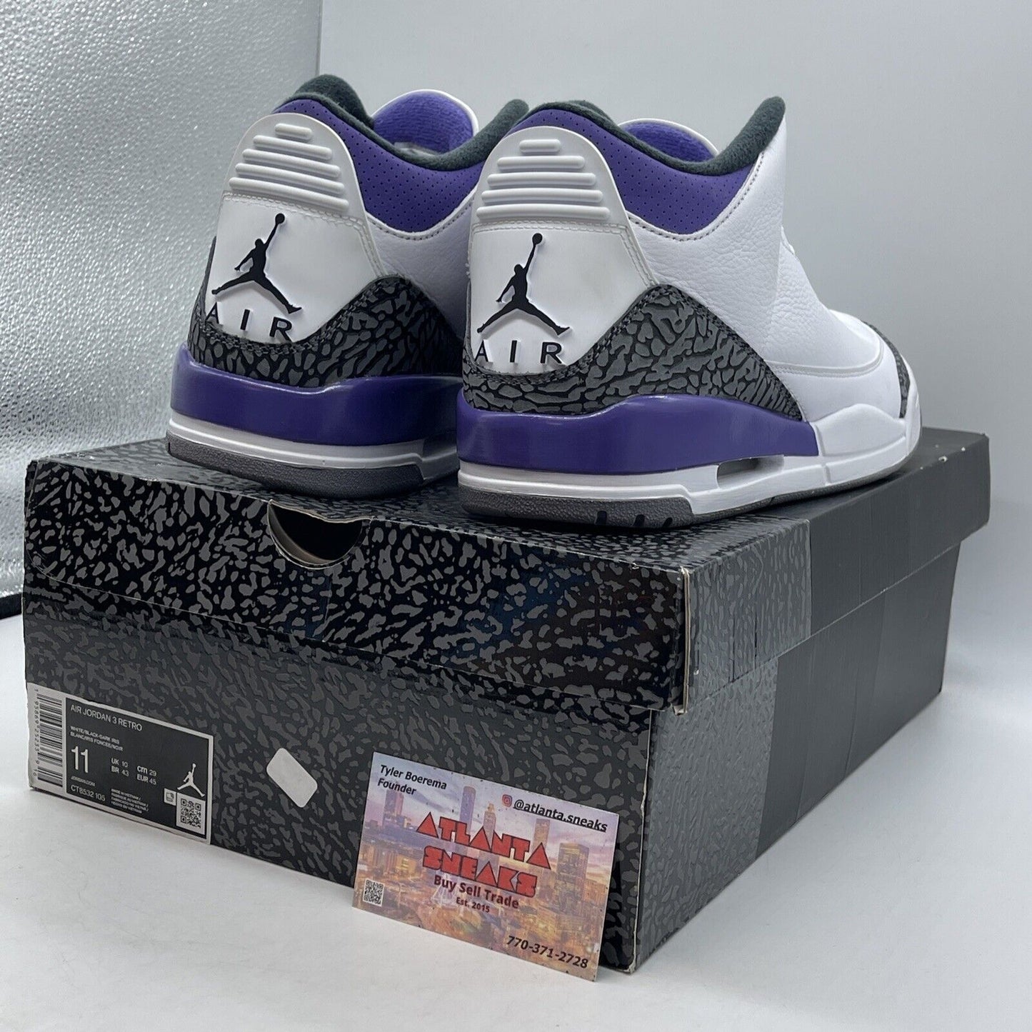 Size 11 - Jordan 3 Retro Mid Dark Iris White Grey Black Suede (CT8532-105)