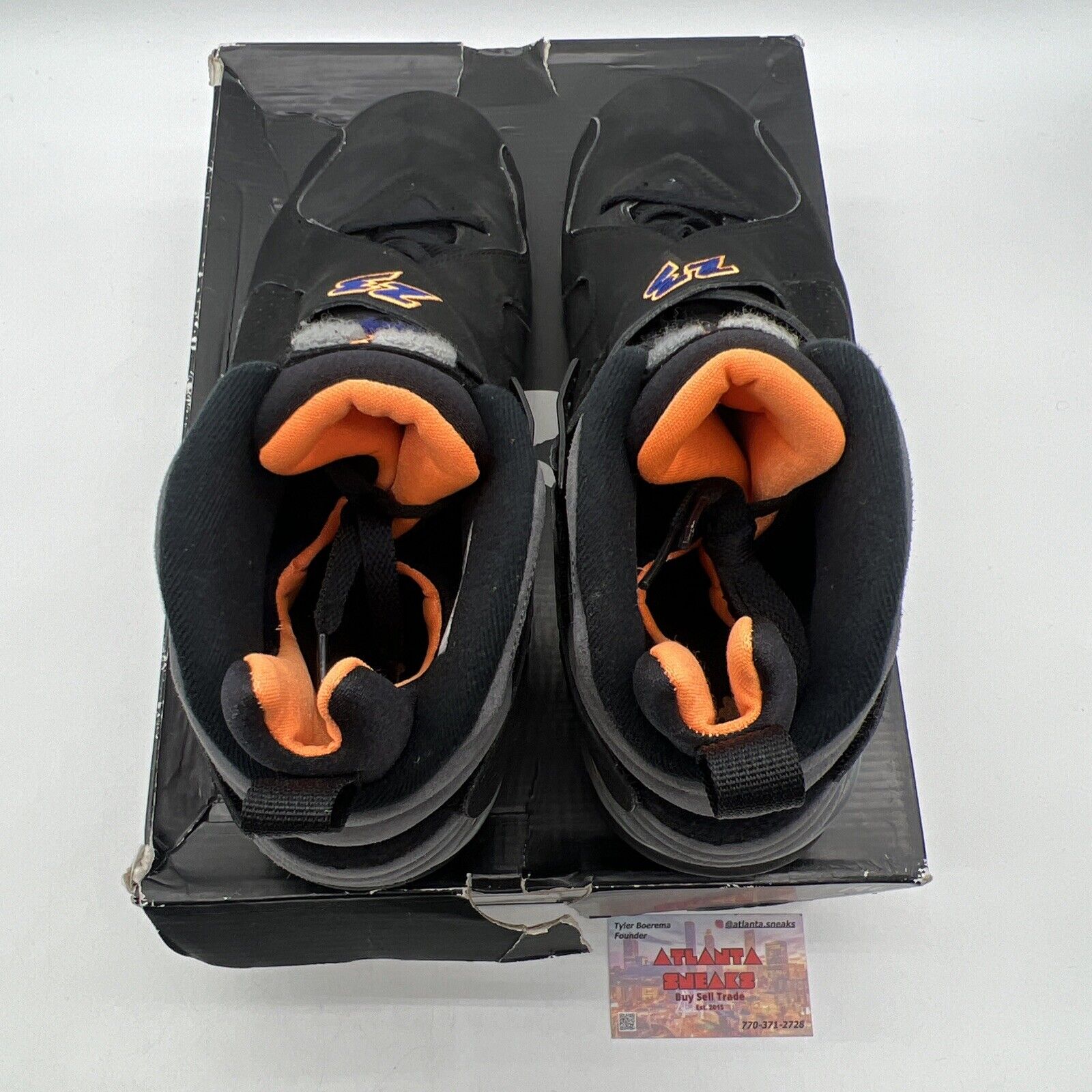 Size 12 - Air Jordan 8 Retro Phoenix Suns Black Grey Orange Blue (305381-043)