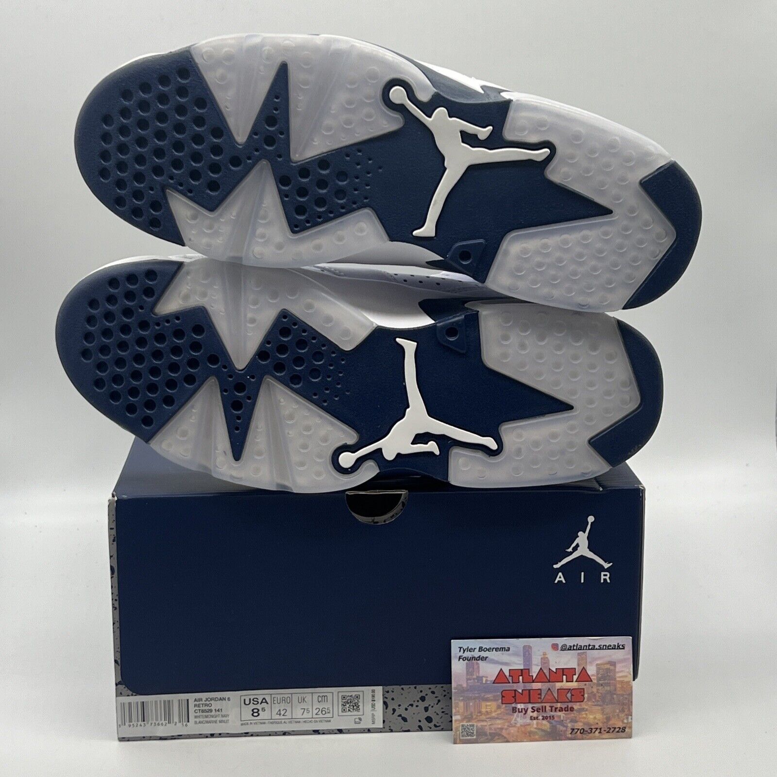 Size 8.5 - Jordan 6 Retro Midnight Navy Brand New Og All White Icey Leather DS