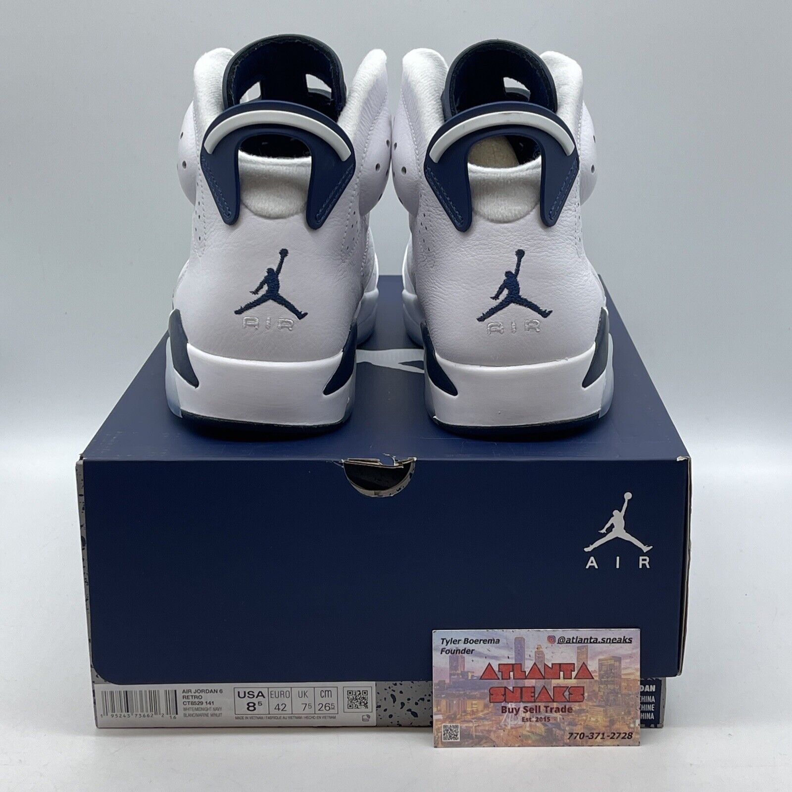 Size 8.5 - Jordan 6 Retro Midnight Navy Silver White Leather (CT8529-141)