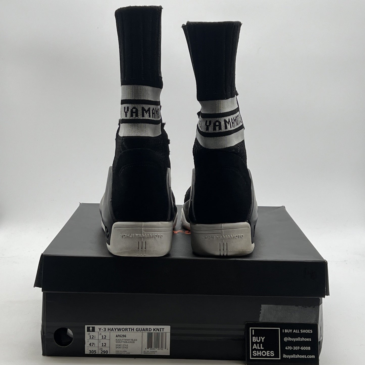 Size 12.5 - Adidas Y-3 Hayworth Guard Knit  BLK WHT (AF6296)