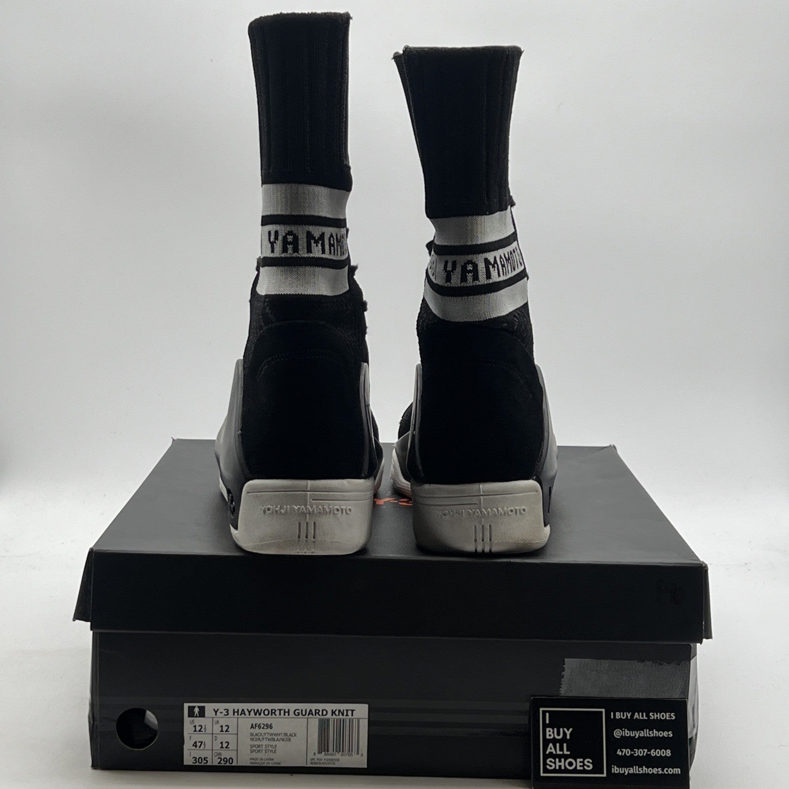 Size 12.5 - Adidas Y-3 Hayworth Guard Knit  BLK WHT (AF6296)