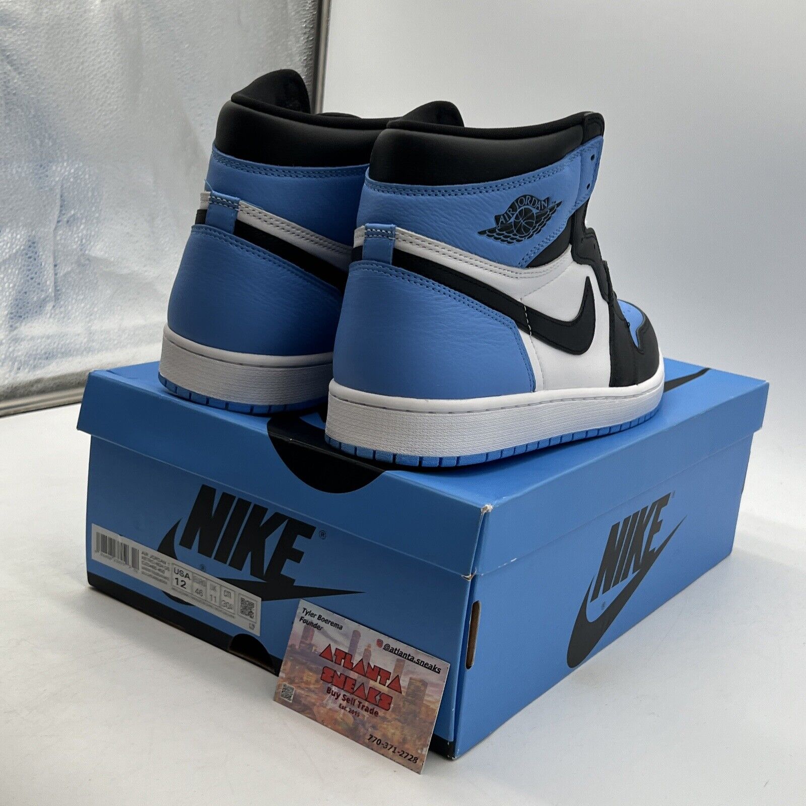 Size 12 - Jordan 1 Retro OG High UNC Toe Black White Leather (DZ5485-400)