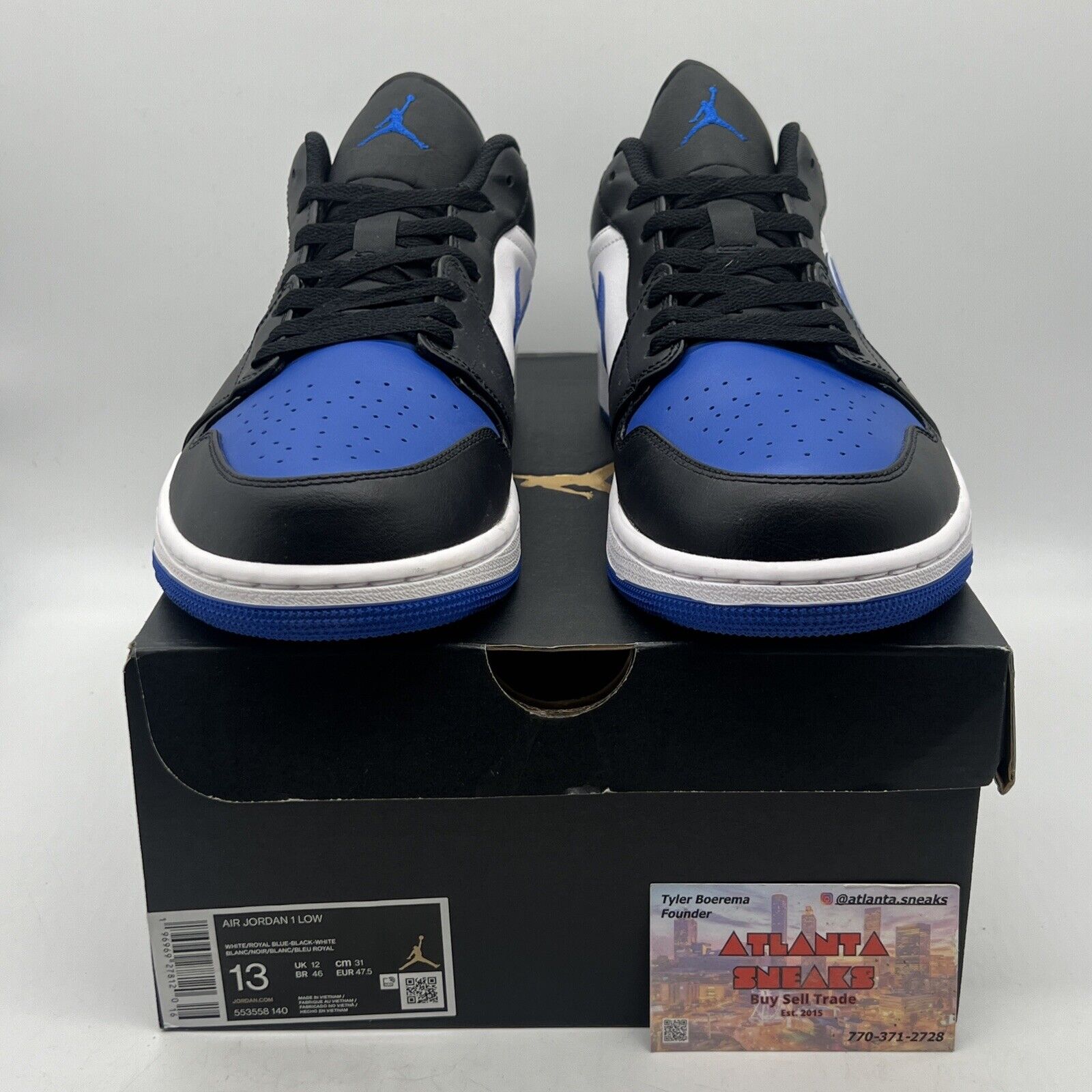 Size 13 - Air Jordan 1 Alternate Royal Toe Black White Blue Leather  553558-140