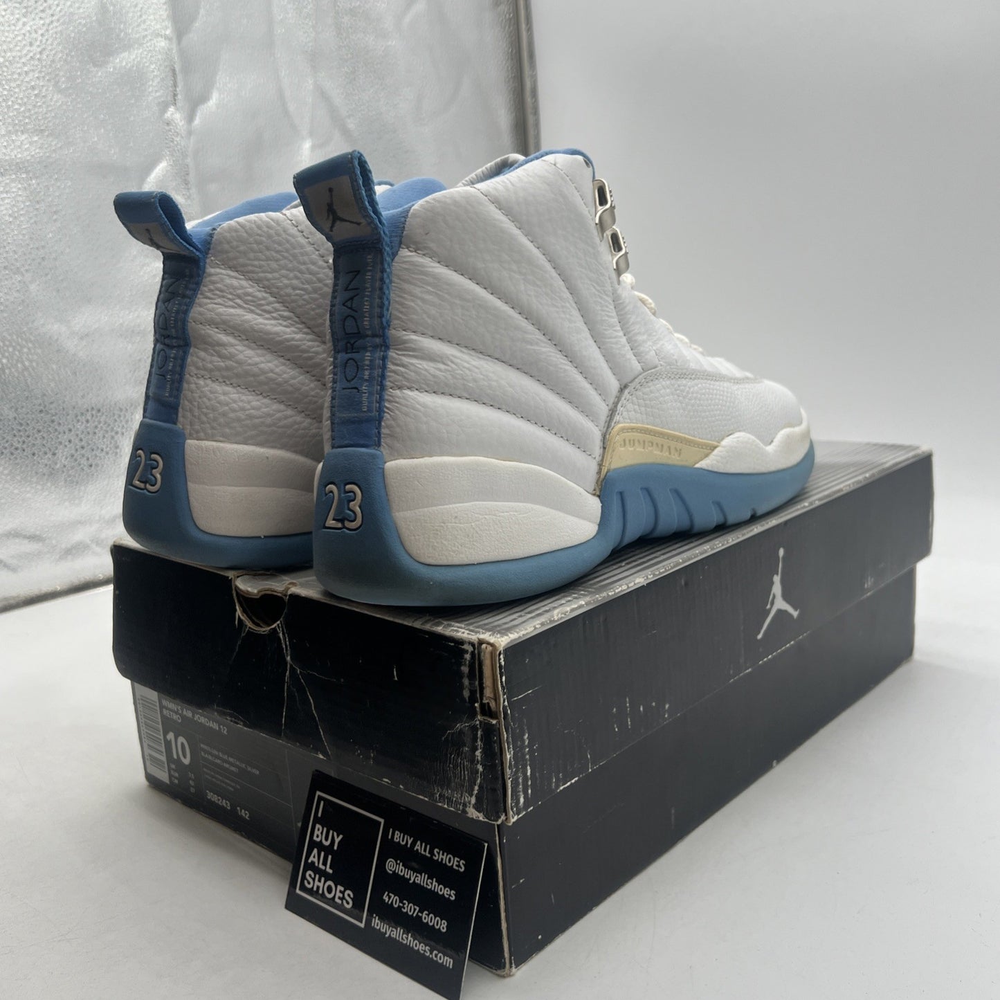 Size 10 - Air Jordan 12 Retro UNC W (308243-142)