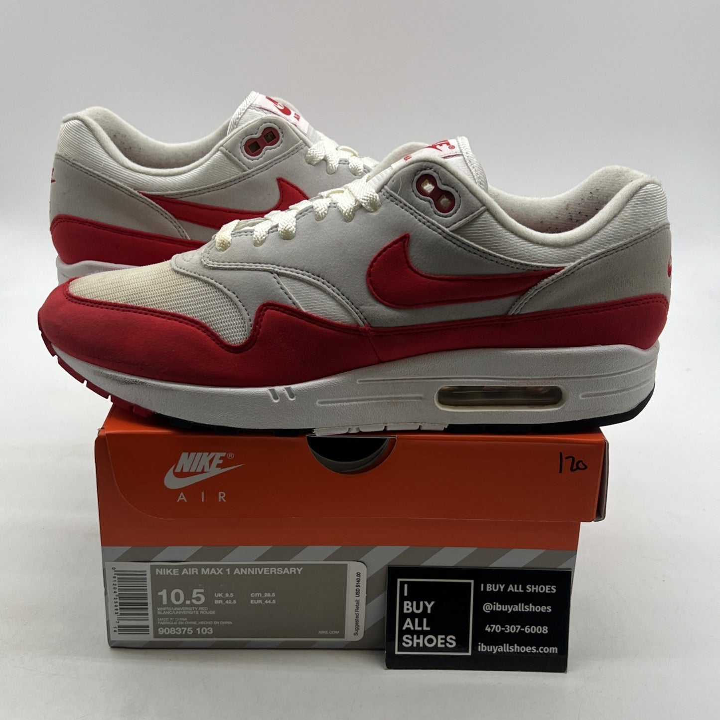 Size 10.5 - Nike Air Max 1 OG Anniversary 2017 (908375-103)