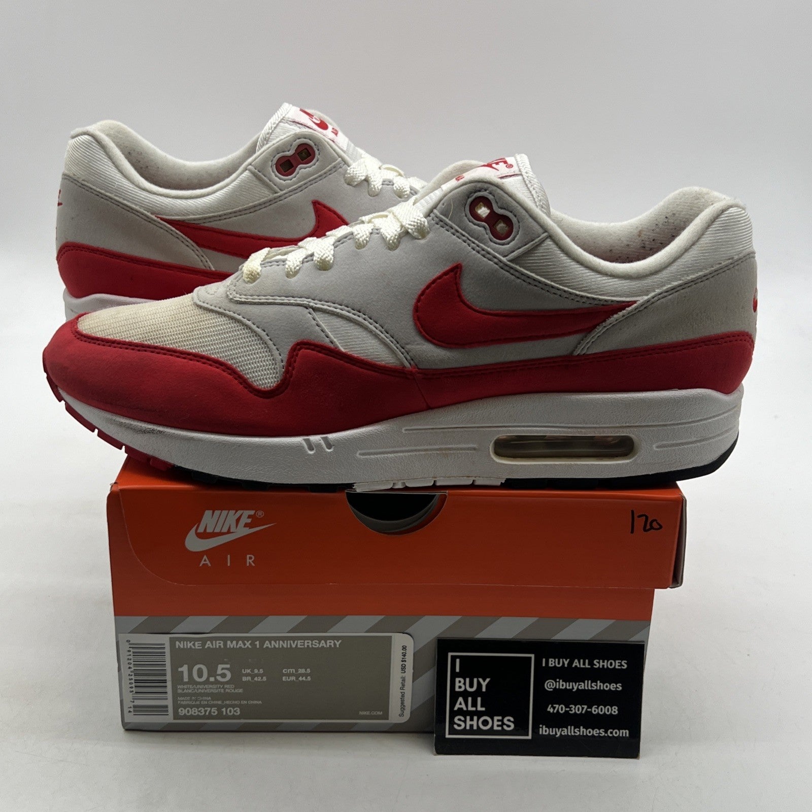 Size 10.5 - Nike Air Max 1 OG Anniversary 2017 (908375-103)