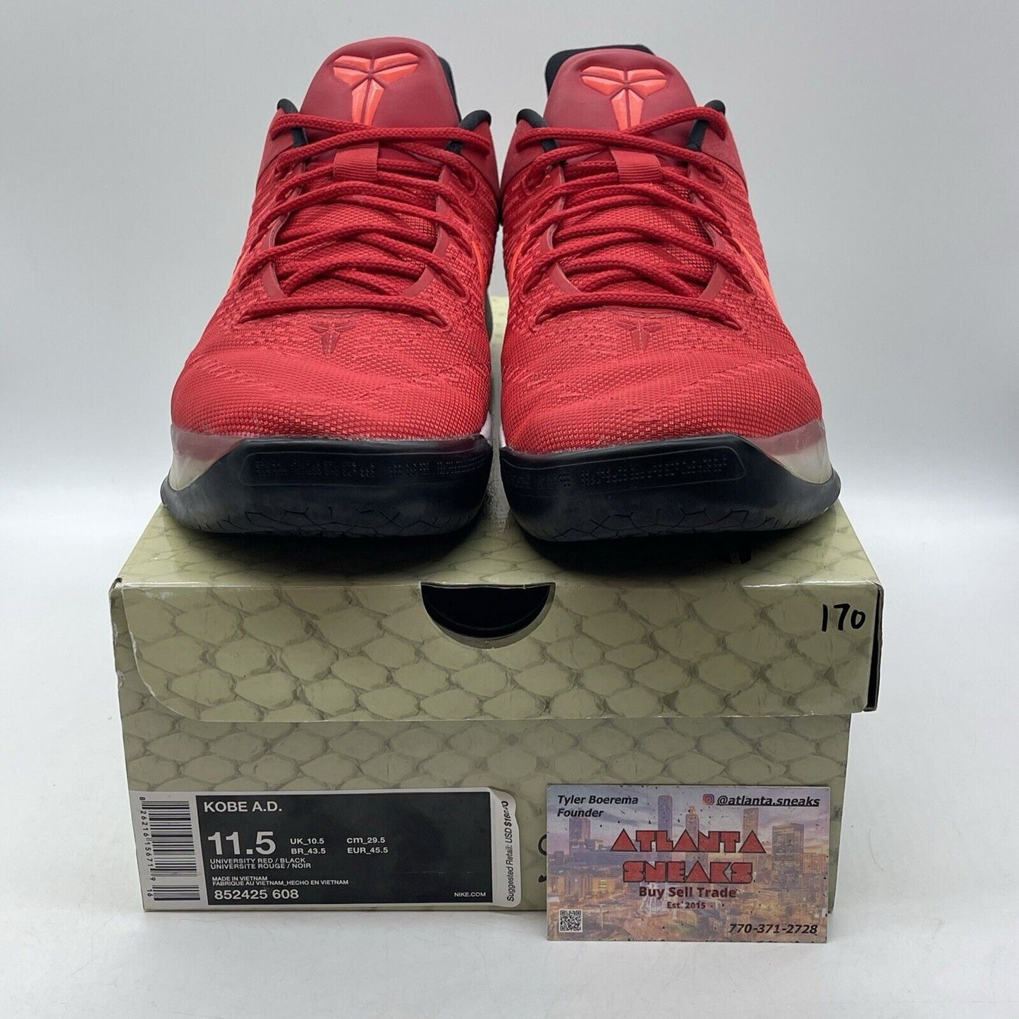 Size 11.5 - Nike Kobe A.D. University Red Suede Leather White (852425-608)