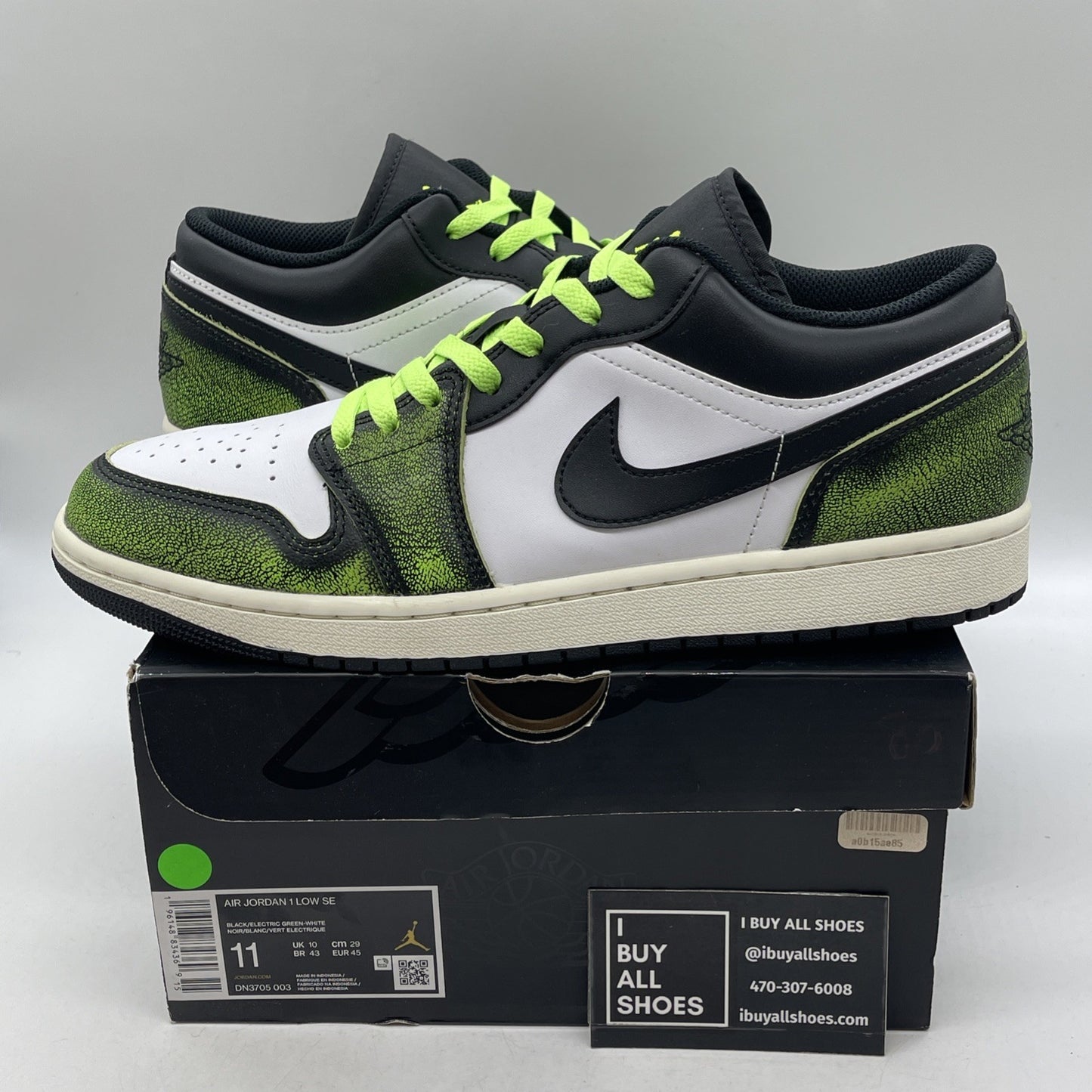 Size 11 - Air Jordan 1 SE Low Wear-Away Electric Green (DN3705-003)