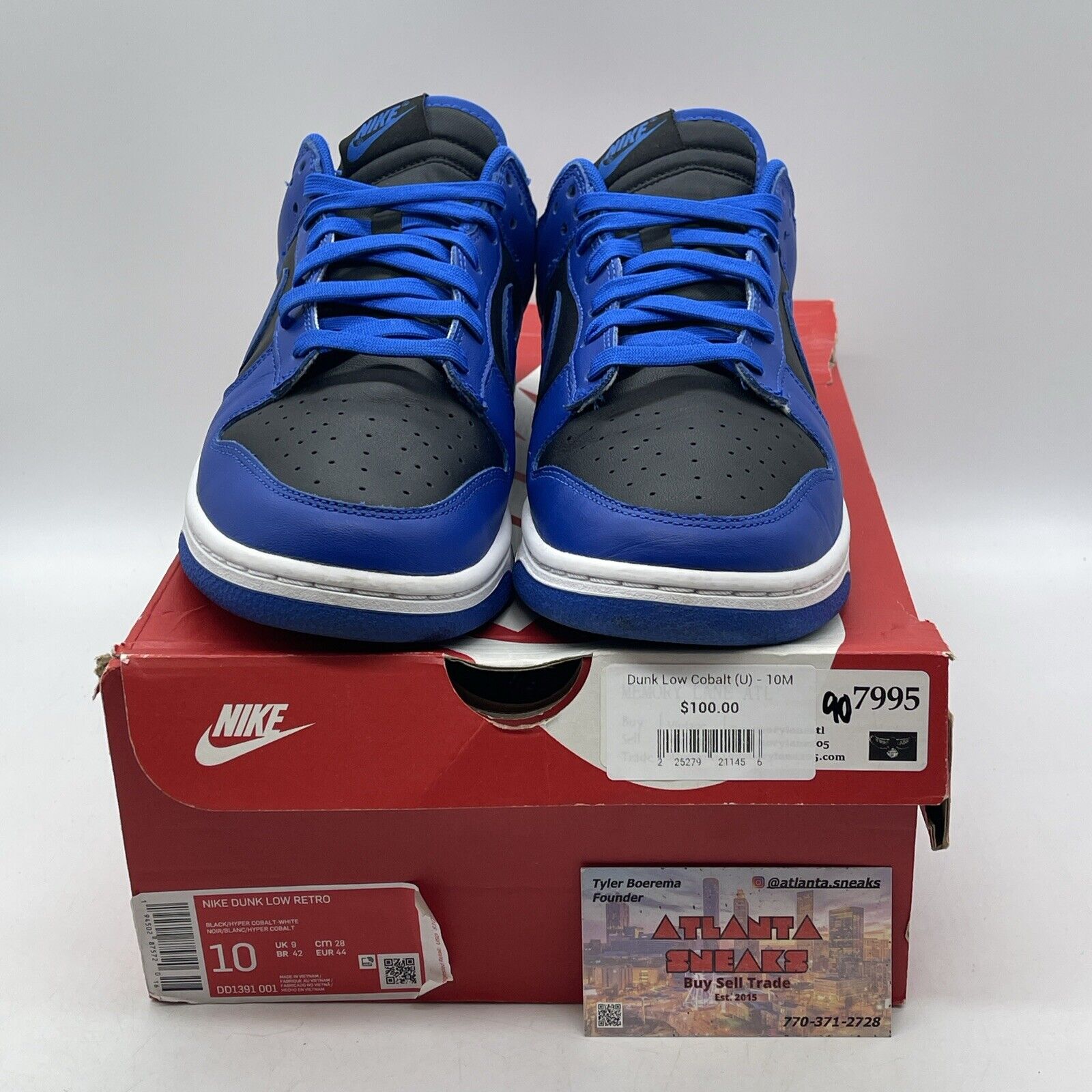 Size 10 - Nike Dunk Low Hyper Cobalt Blue Black White Leather (DD1391-001)