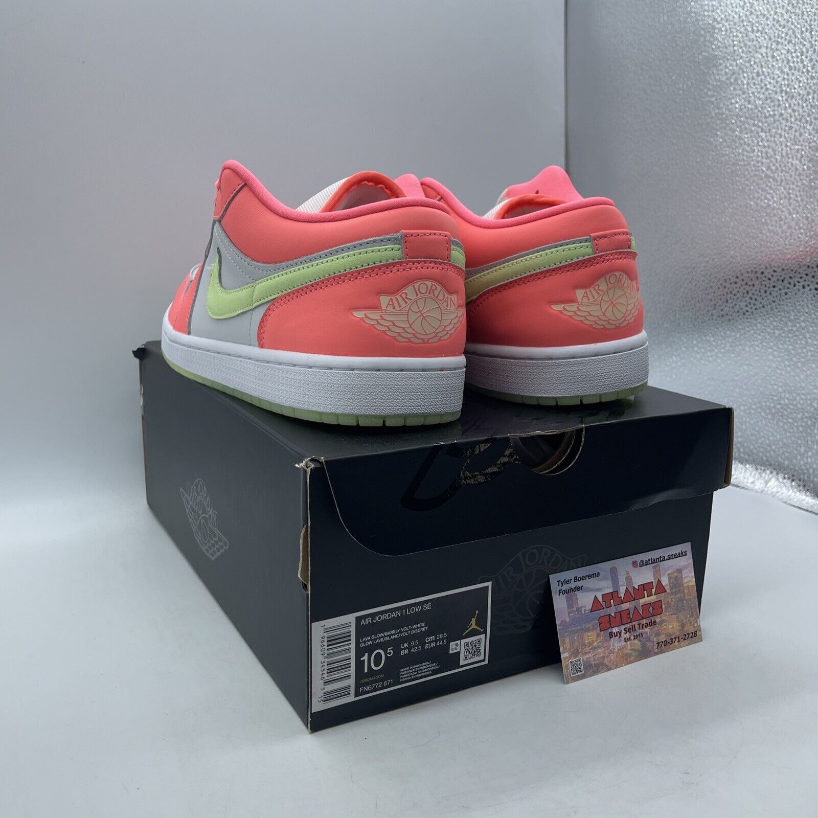 Size 10.5 - Air Jordan 1 SE Low Lava Glow Pink White Green Leather (FN6772-671)