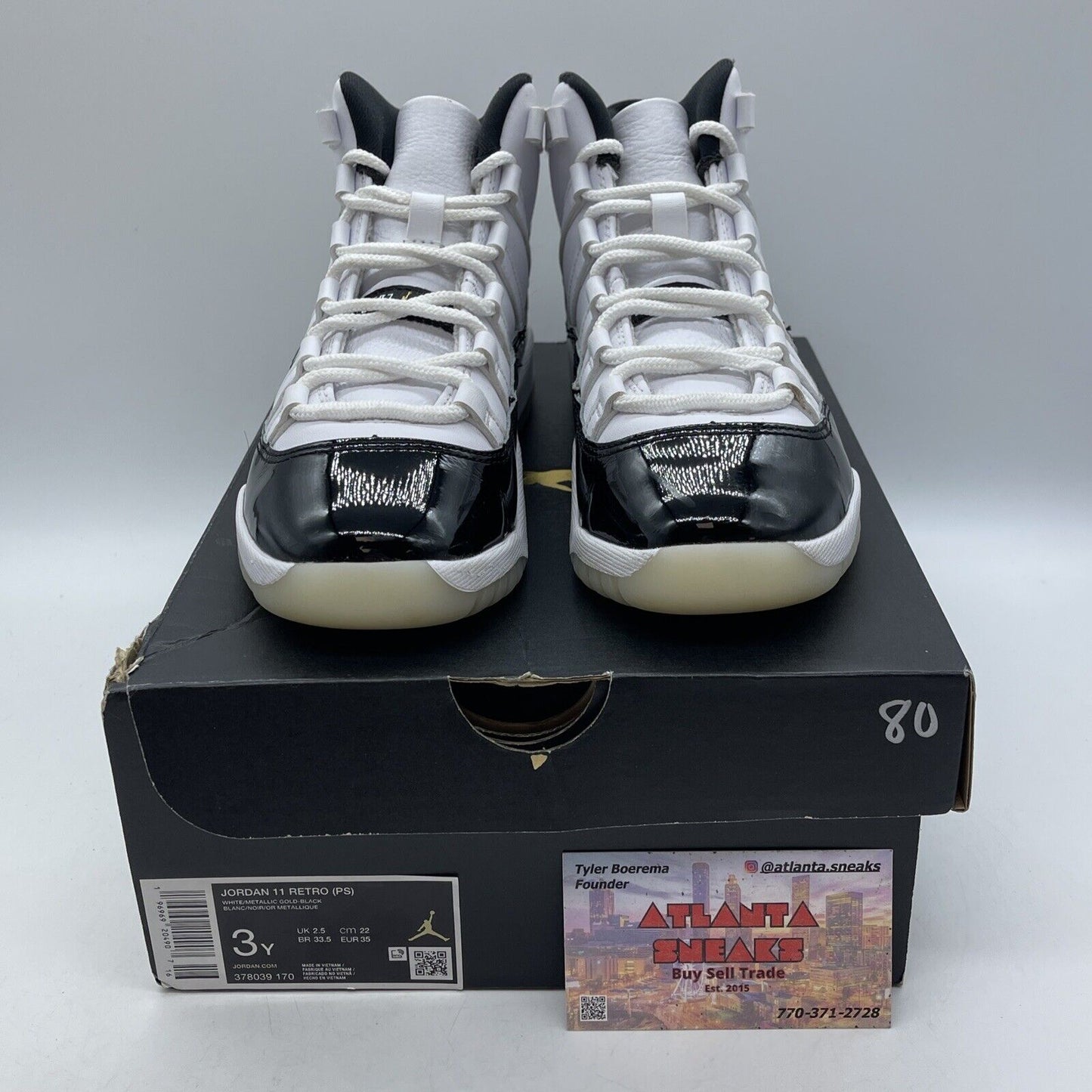 Size 3Y (PS) - Jordan 11 Retro Mid DMP White Black Leather (378039-170)