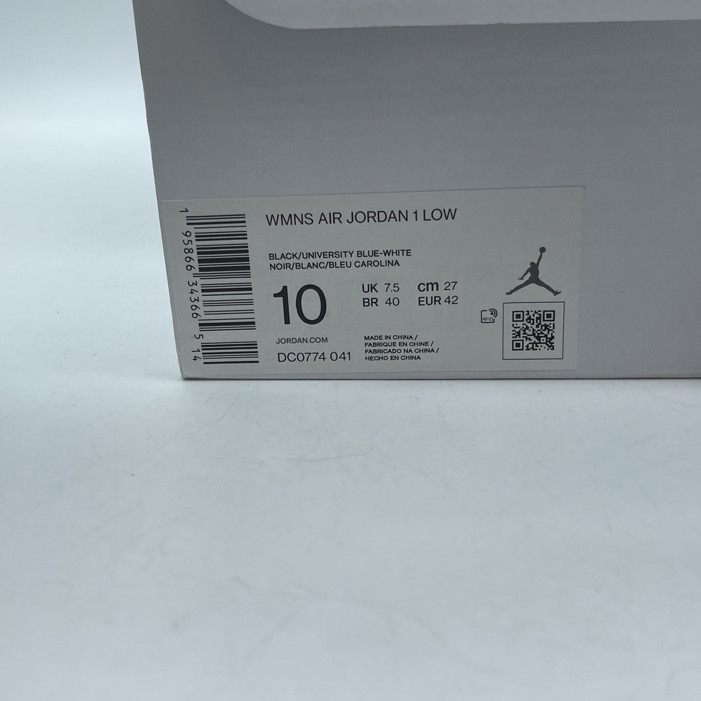 Size 10 - Nike Air Jordan 1 Low Black University Blue White (DC0774-041)