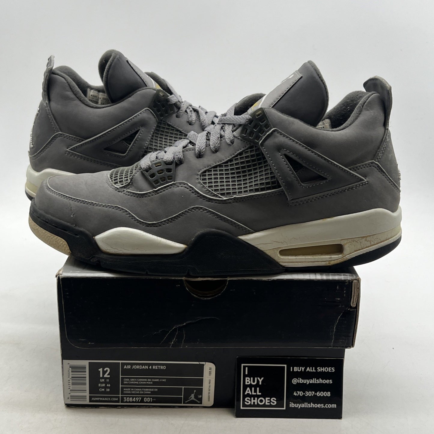 Size 12 - Air Jordan 4 Retro 2004 Cool Grey (308497-001)