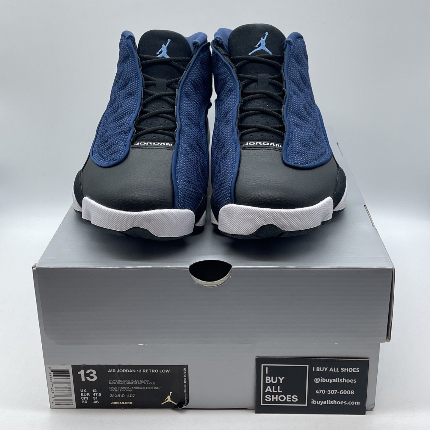 Size 13 - Air Jordan 13 Retro 2017 Low Brave Blue Black Suede (310810-407)