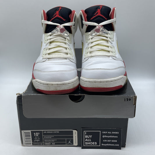 Size 10.5 - Air Jordan 5 Retro 2006 Fire Red White Leather (136027-162)