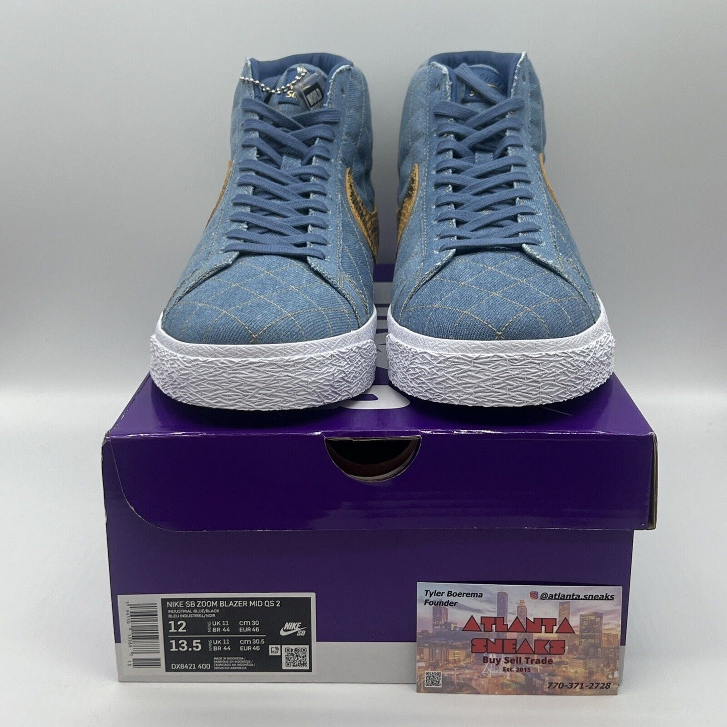 Size 12 - Nike Zoom Blazer Mid QS SB x Supreme Denim 2022 Blue Black