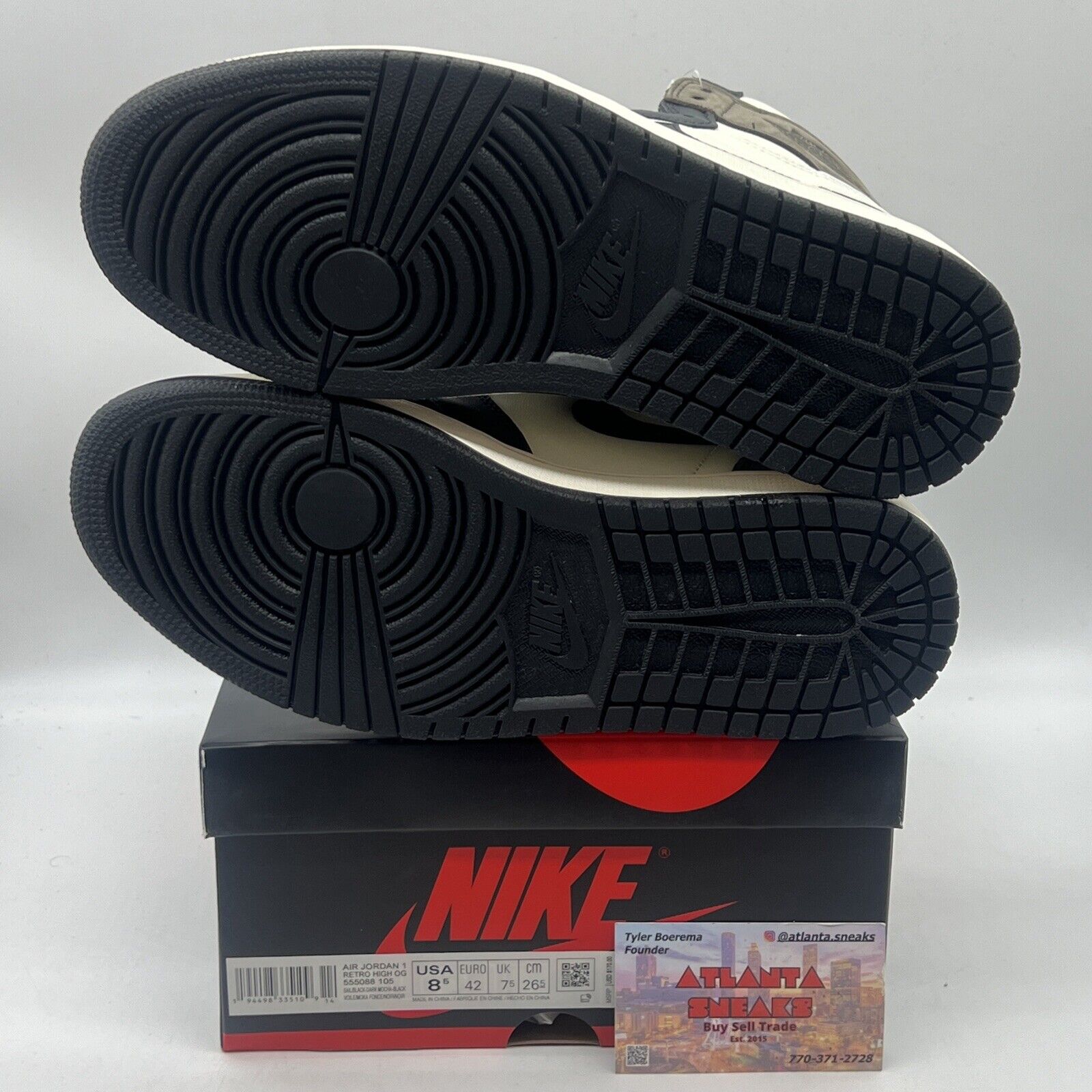 Size 8.5 - Jordan 1 Retro OG High Dark Mocha Brand New Og All Black White DS