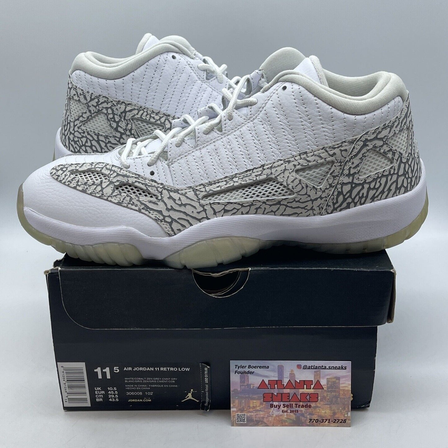 Size 11.5 - Air Jordan 11 Retro IE 2015 Low Cobalt White Suede (306008-102)