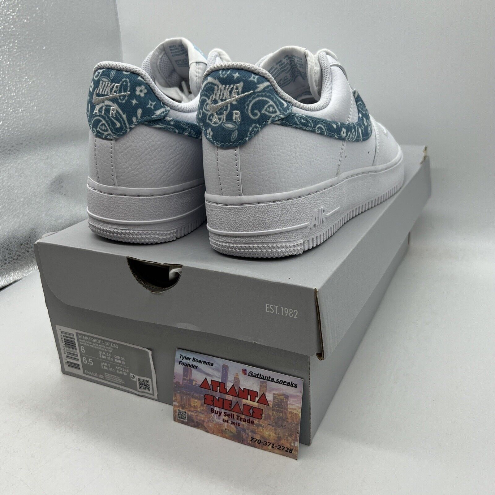 BRAND NEW Women's Nike Air Force 1 Low '07 Essential Blue Paisley DH4406-100