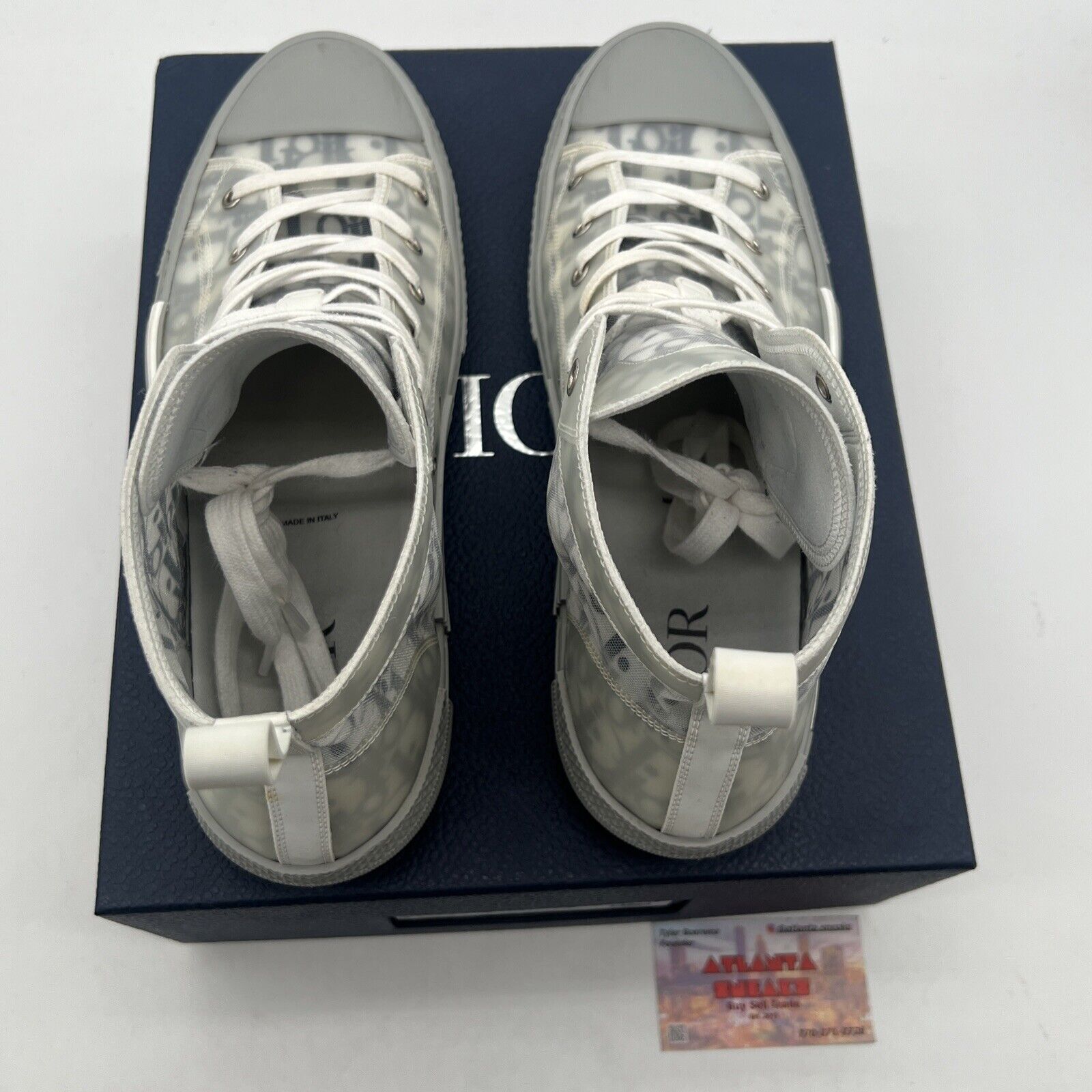 Size 11.5 - Dior B23 High Dior Oblique - Reflective Grey Navy (3SH118YNT-H568)