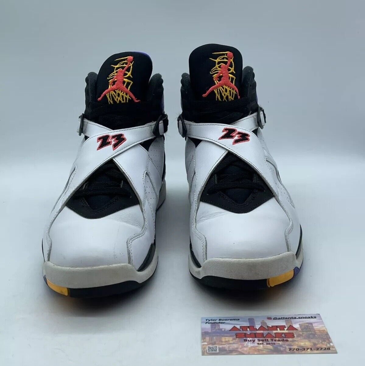 Size 8.5 - Air Jordan 8 Three-Peat White Black Purple Red Yellow (305381-142)