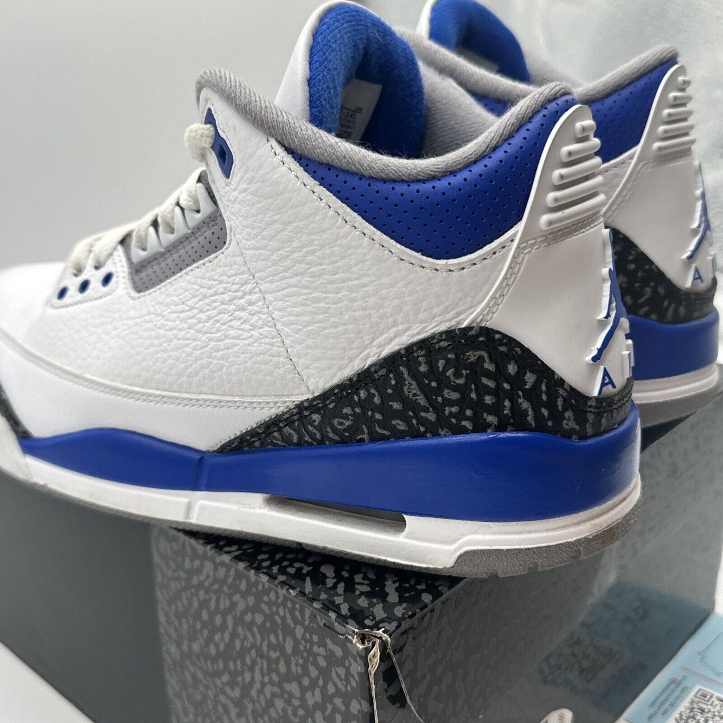 Size 9 - Jordan 3 Retro Mid Racer Blue White Leather Noir Cement Reflective Blak