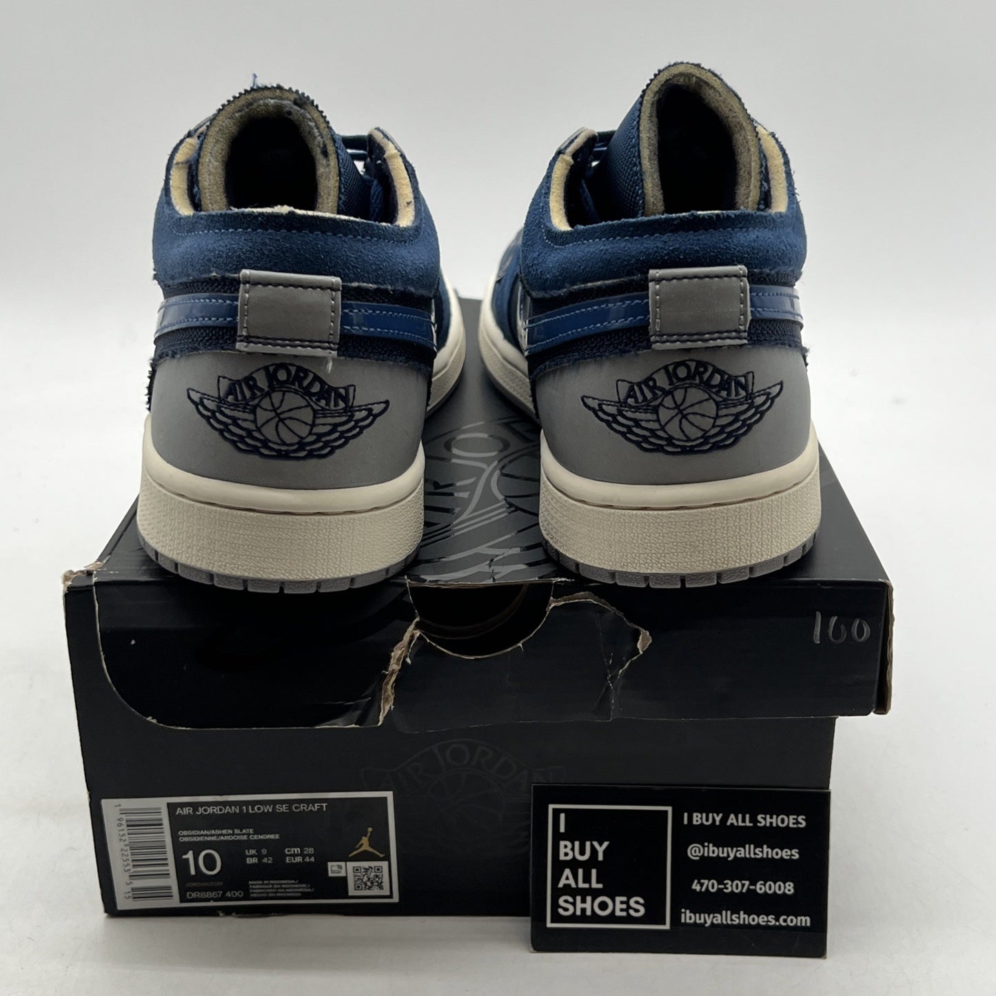 Size 10 - Air Jordan 1 Low SE Craft Inside Out - Obsidian (DR8867-400)