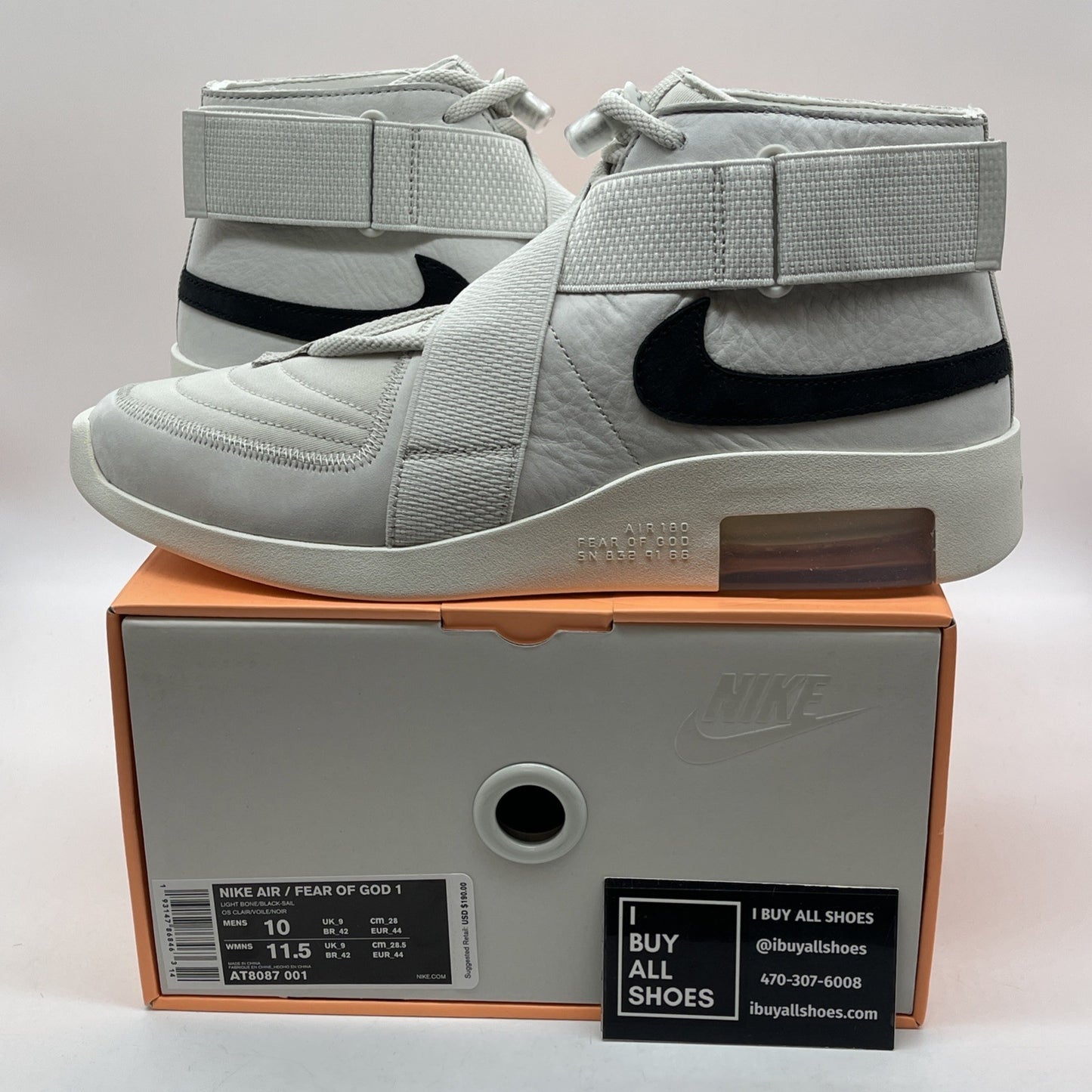 Size 10 - Nike Air Fear Of God Raid Light Bone Tan Black Suede (AT8087-001)
